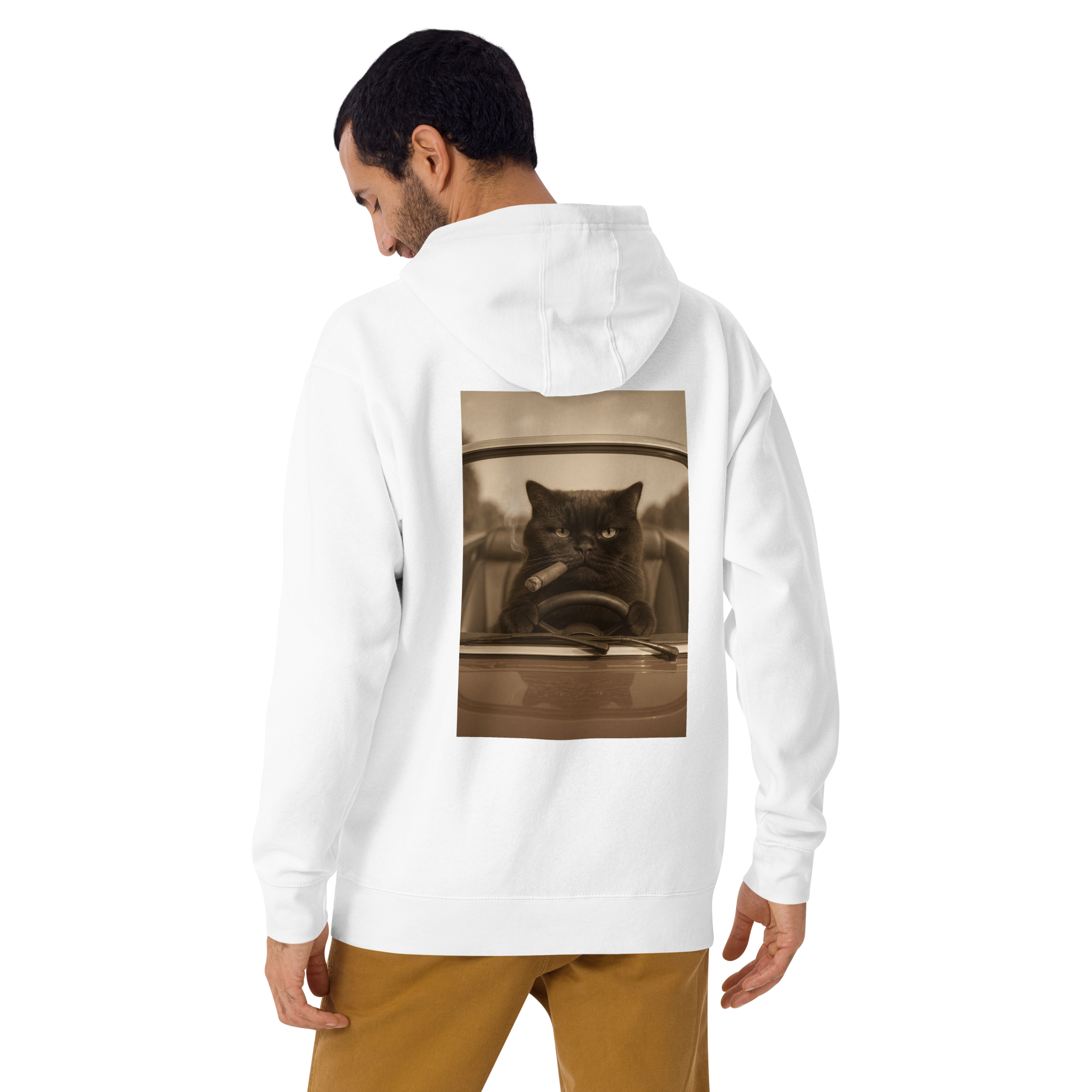Cigare & Croquettes Car Cat Hoddie White