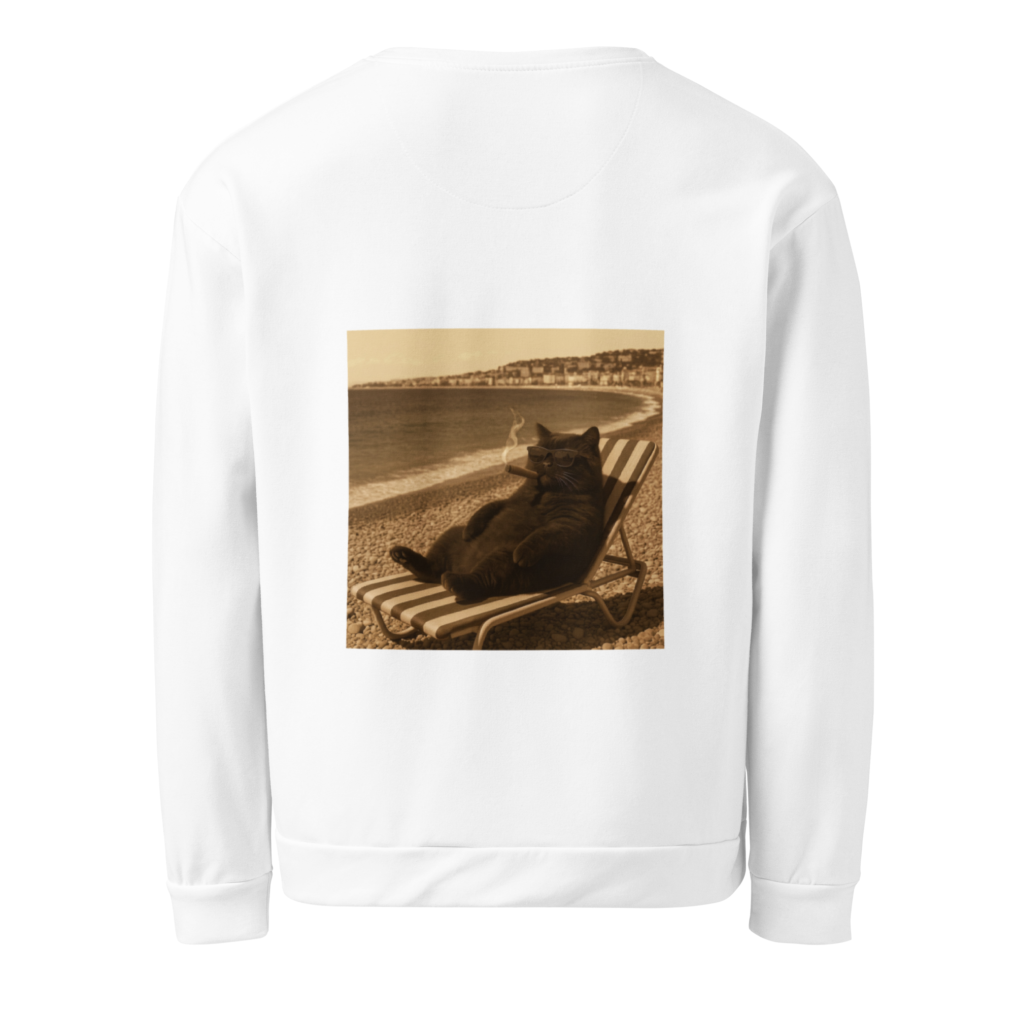 Cigare & Croquettes Beach Cat Oversized Sweatshirt White Woman