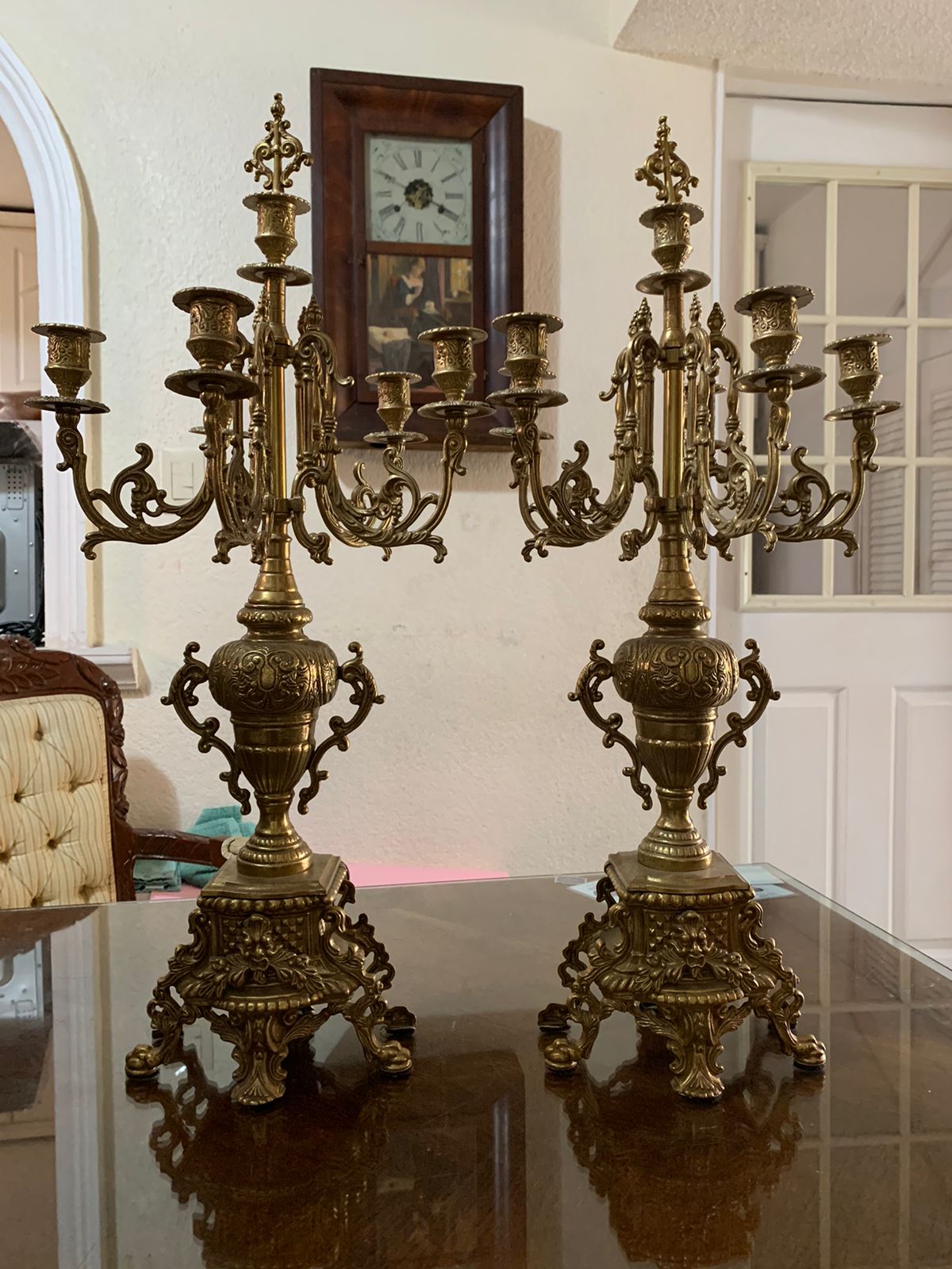 Candelabros antiguos de latón 6 velas