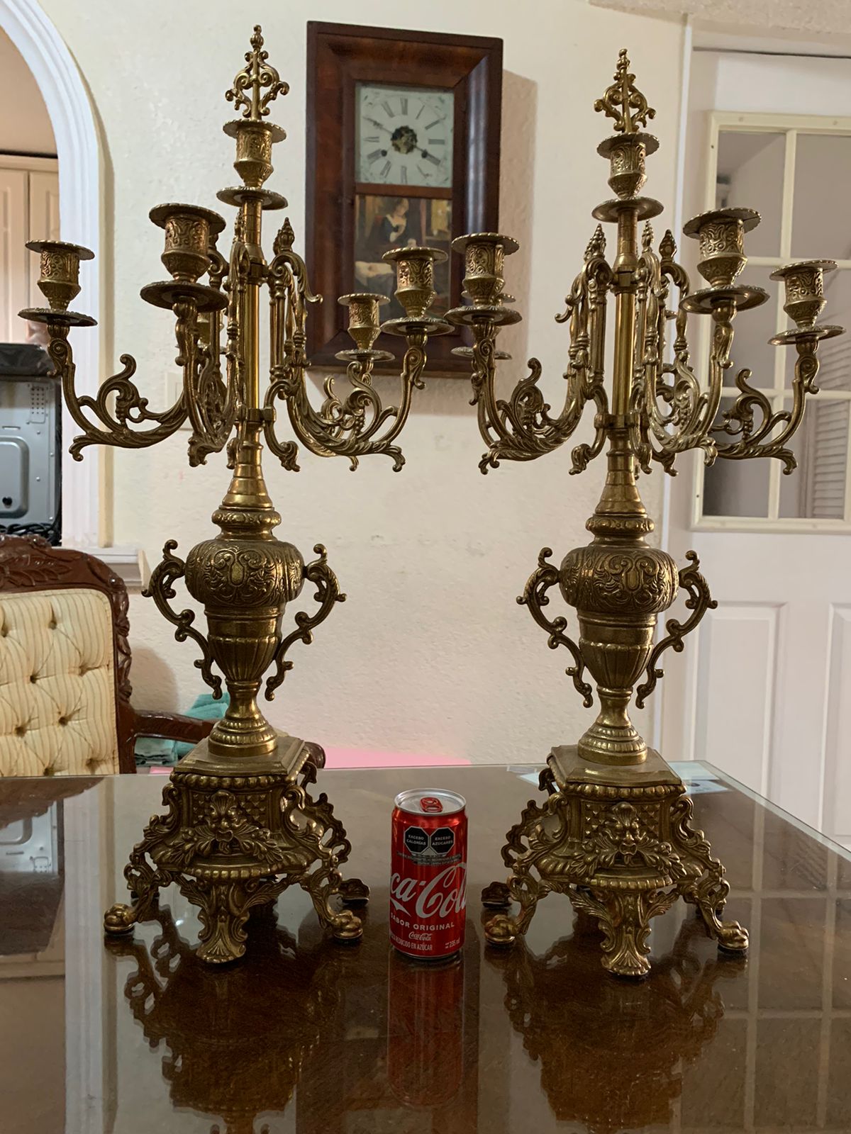 Candelabros antiguos de latón 6 velas