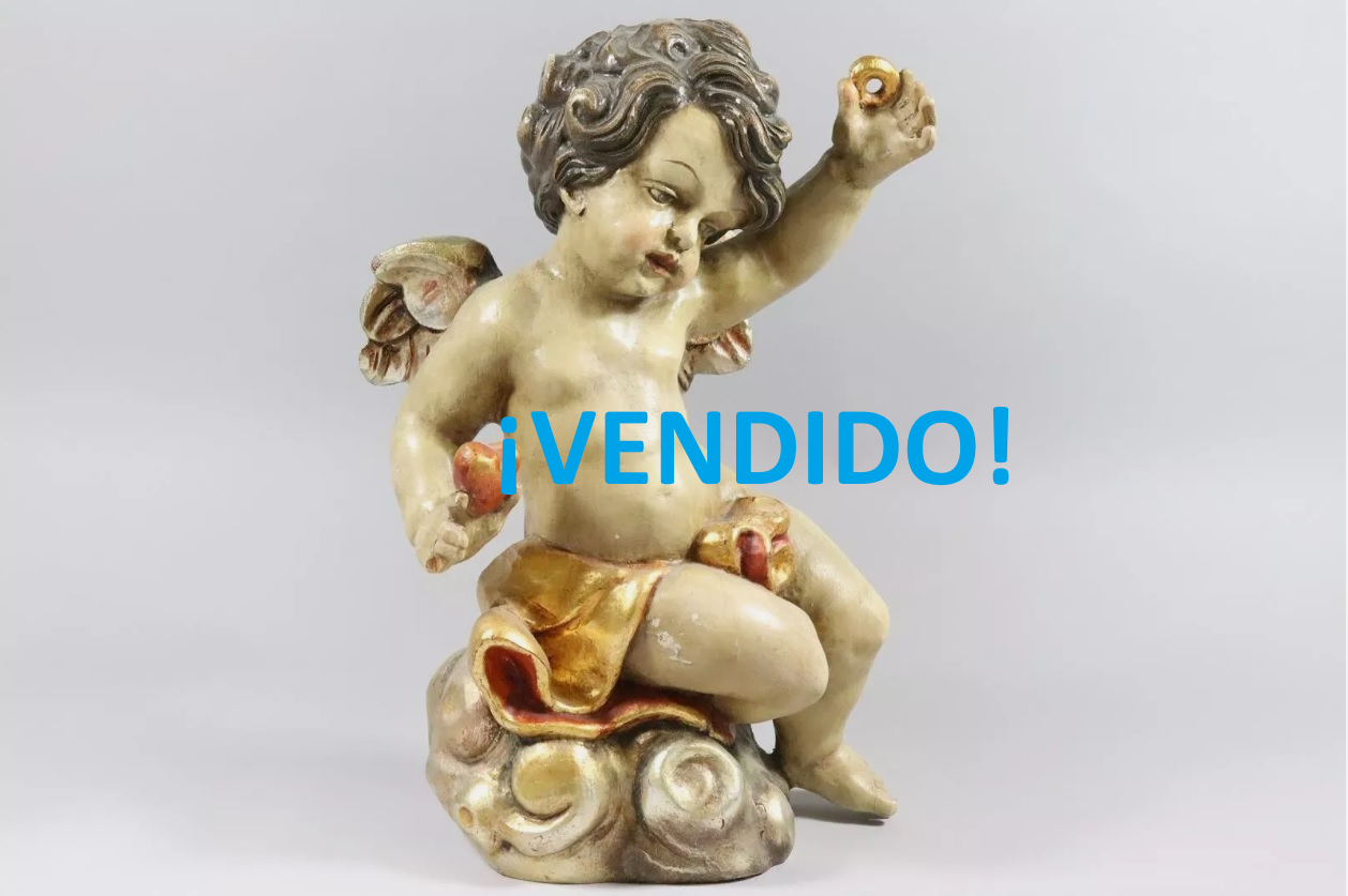 Figura de querubín en madera tallada y policromado (¡VENDIDO!)
