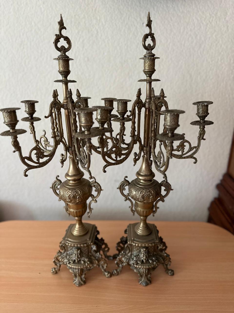 Candelabros antiguos de latón 6 velas