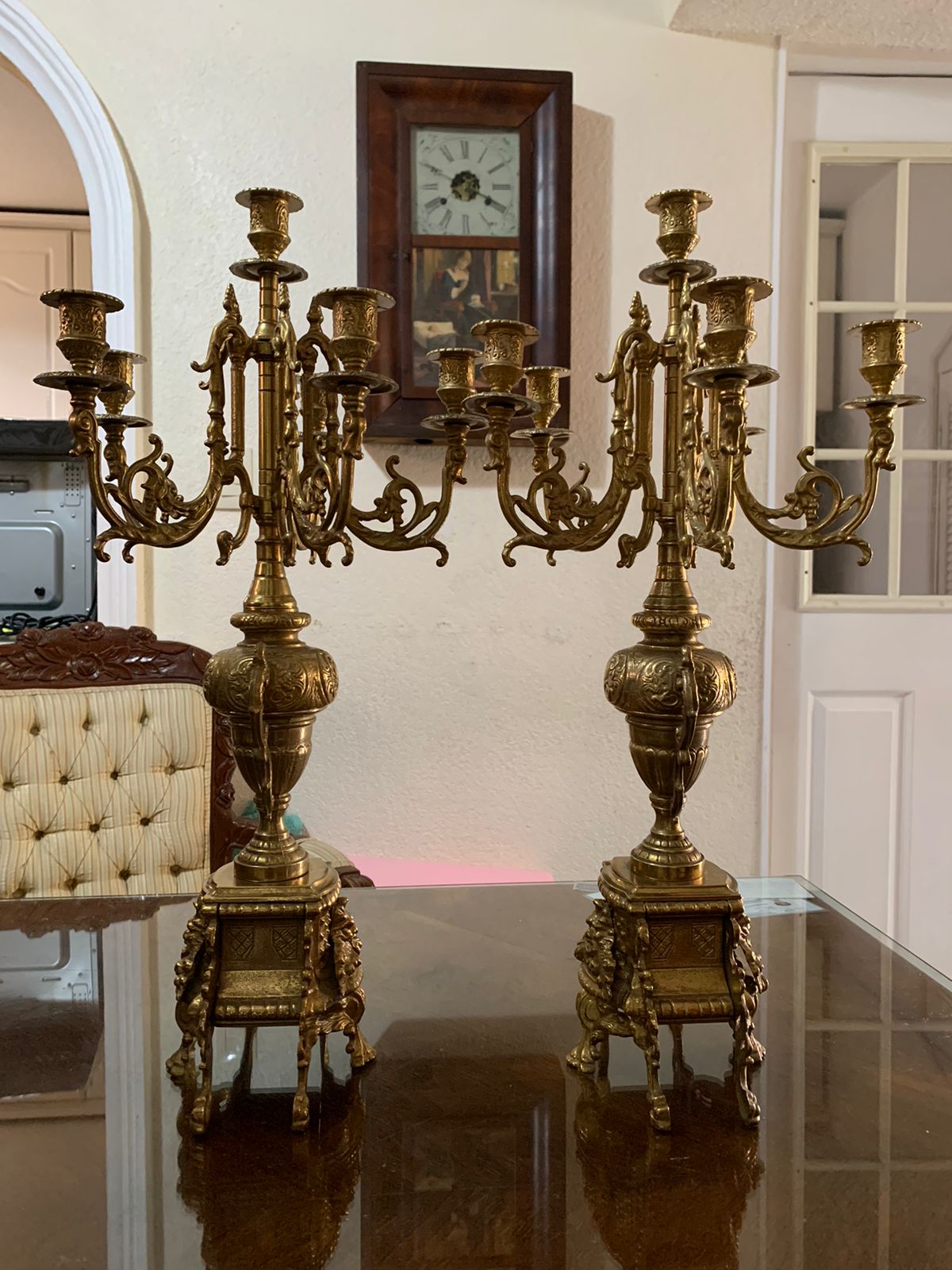 Candelabros antiguos de latón 6 velas