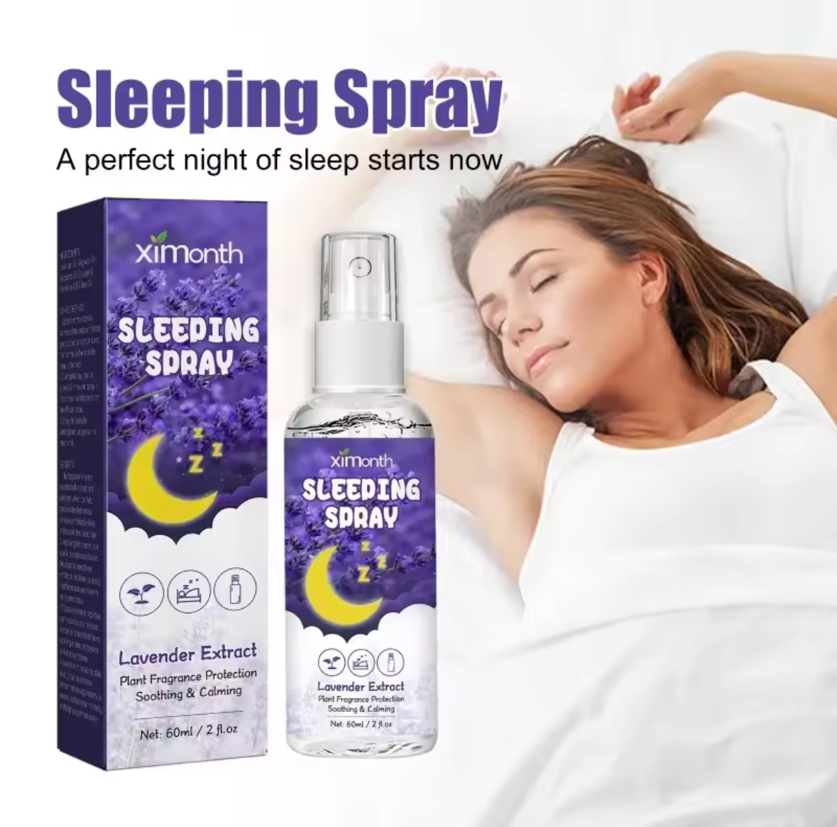 Sleeping Spray Aromatherapy Deep Sleep Improve Sleeping Spray Essential Lavender Relieve fatigue anxiety help Relax body fall asleep Mist