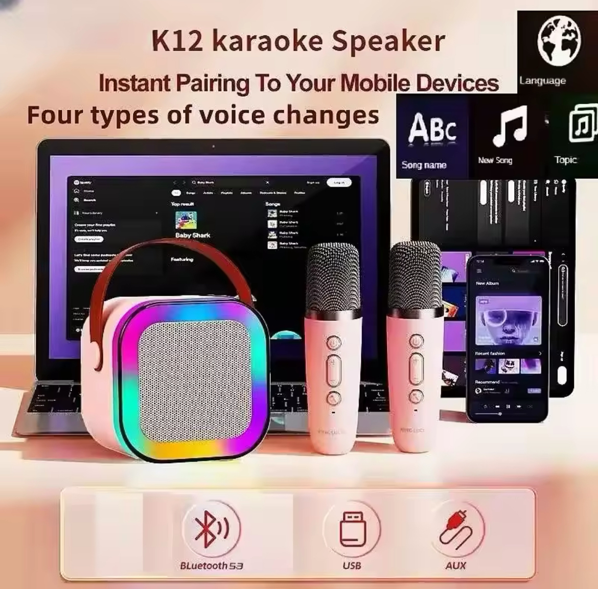 Portable Bluetooth Speaker with Microphone