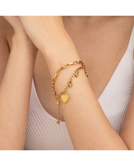 Gold Heart Charm Bracelet