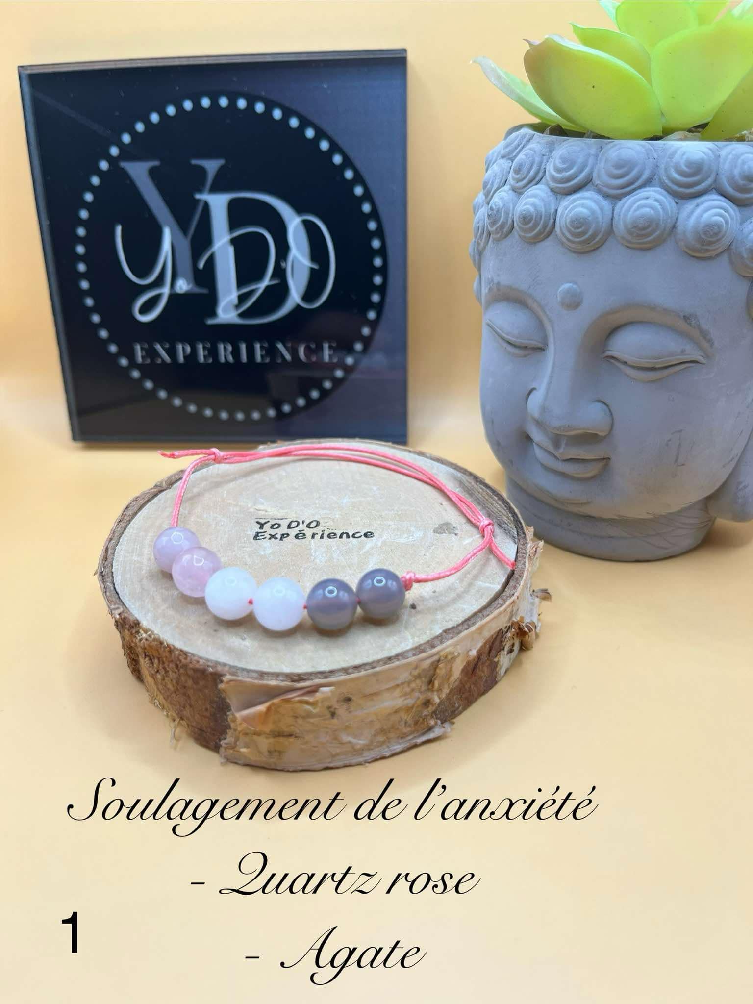 Bracelet de pierres naturelles (1): quartz rose et agate 