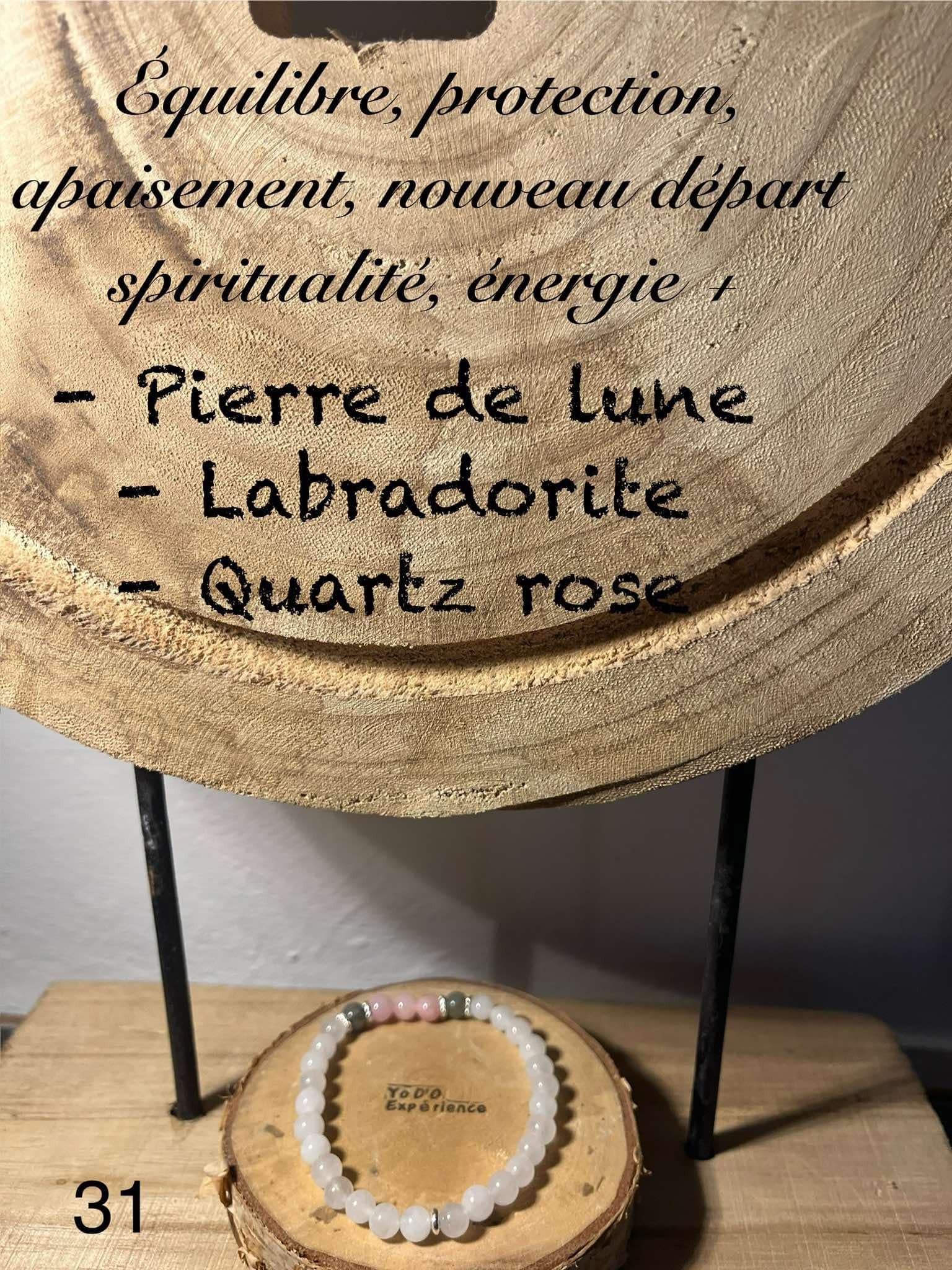 Bracelet en Pierre de lune, labradorite, quartz rose (31)