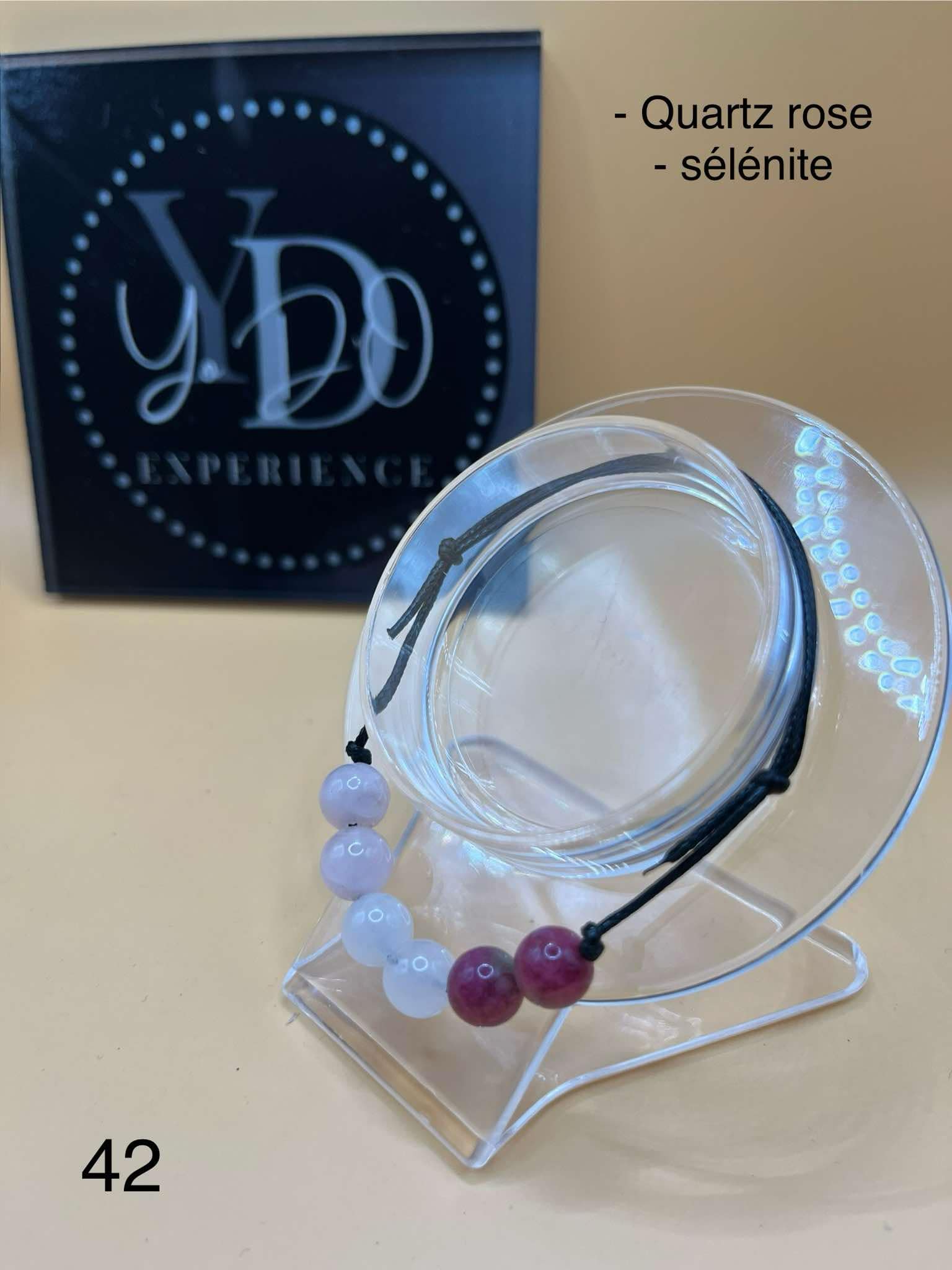 Bracelet en quartz rose et sélénite (42)