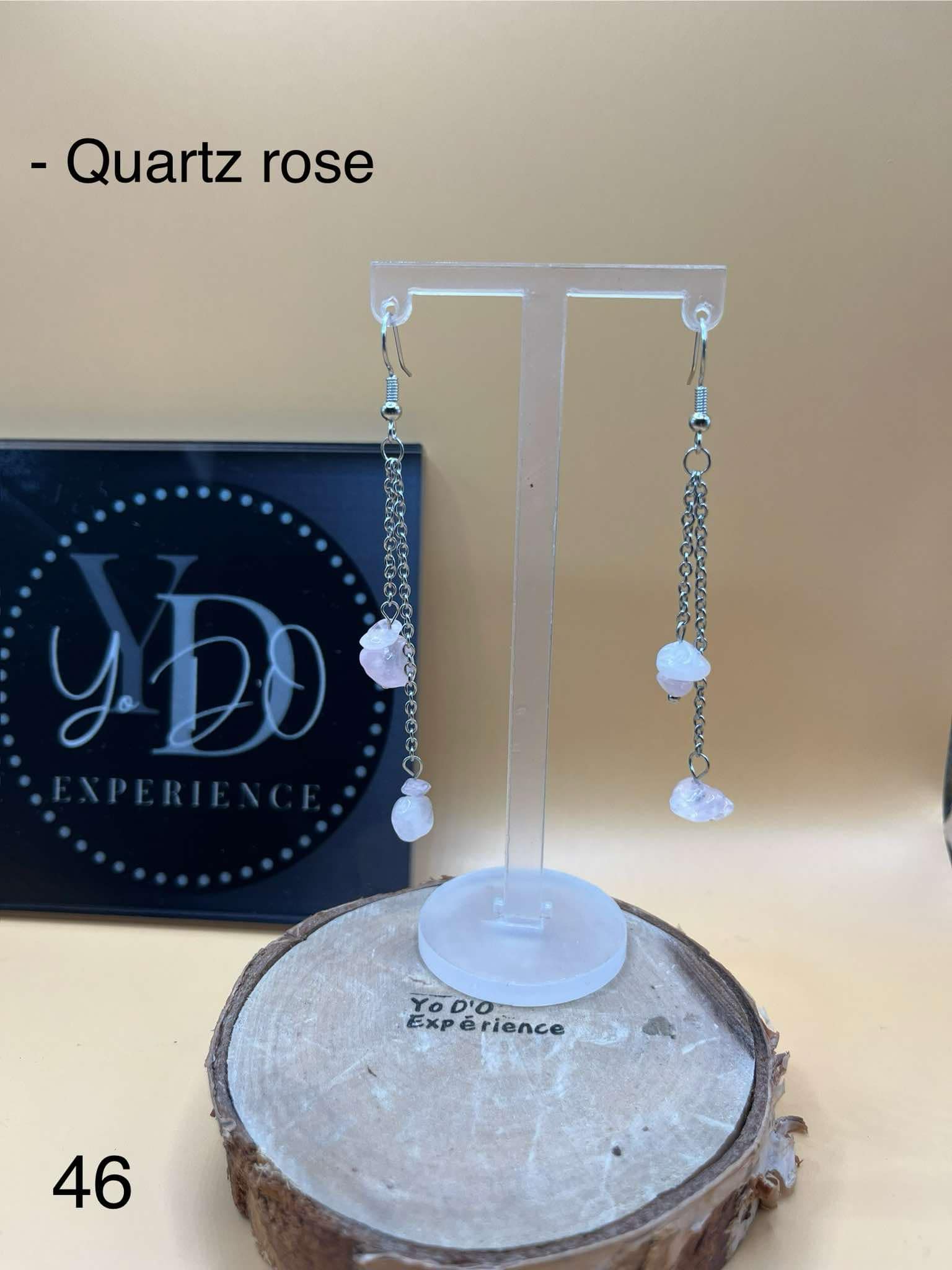 Boucles d'oreilles en quartz rose (46)