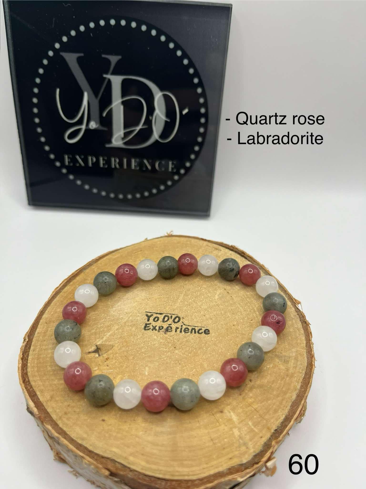 Bracelet en quartz rose et labradorite (60)
