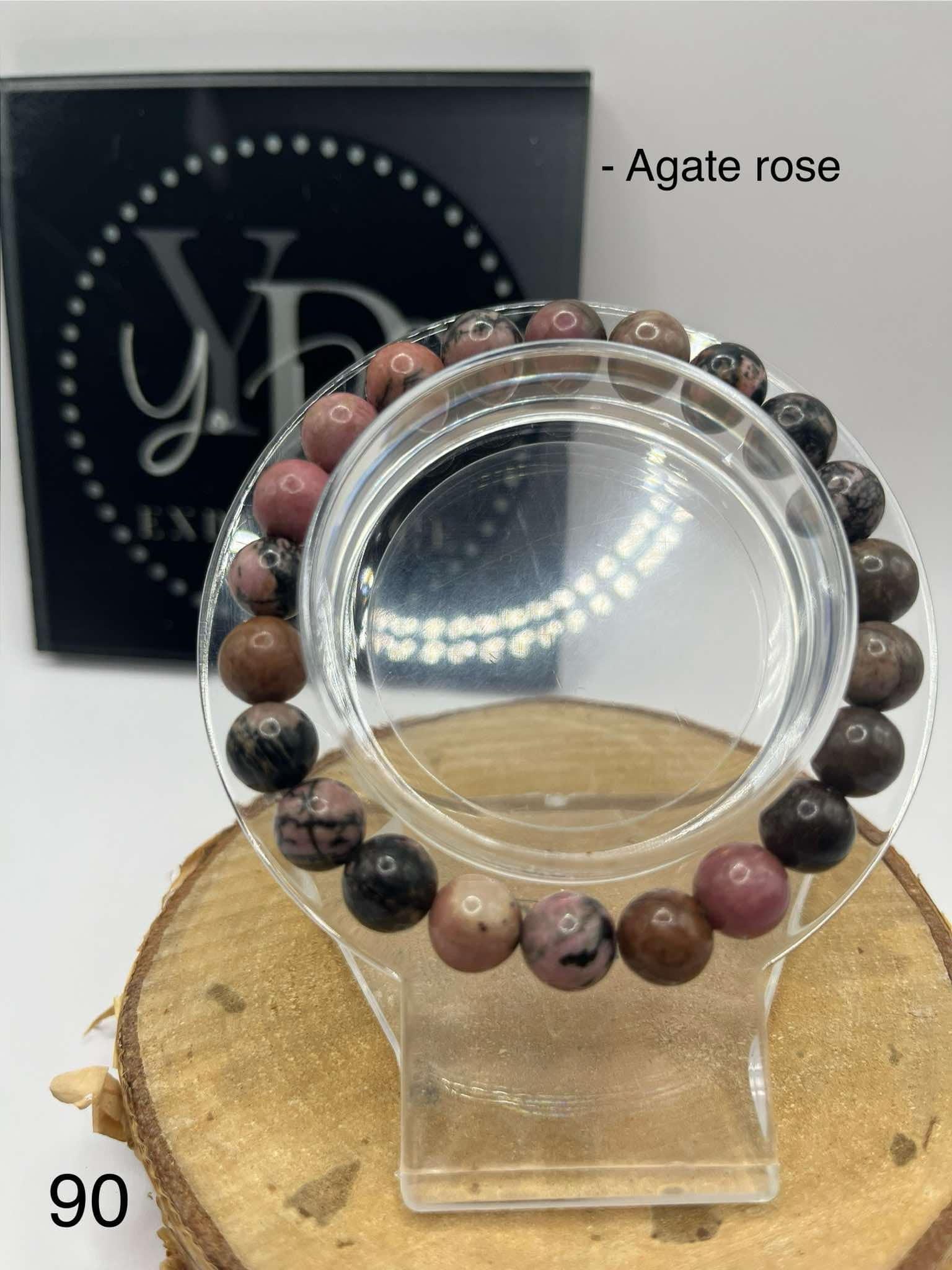 Bracelet en agate rose (90)