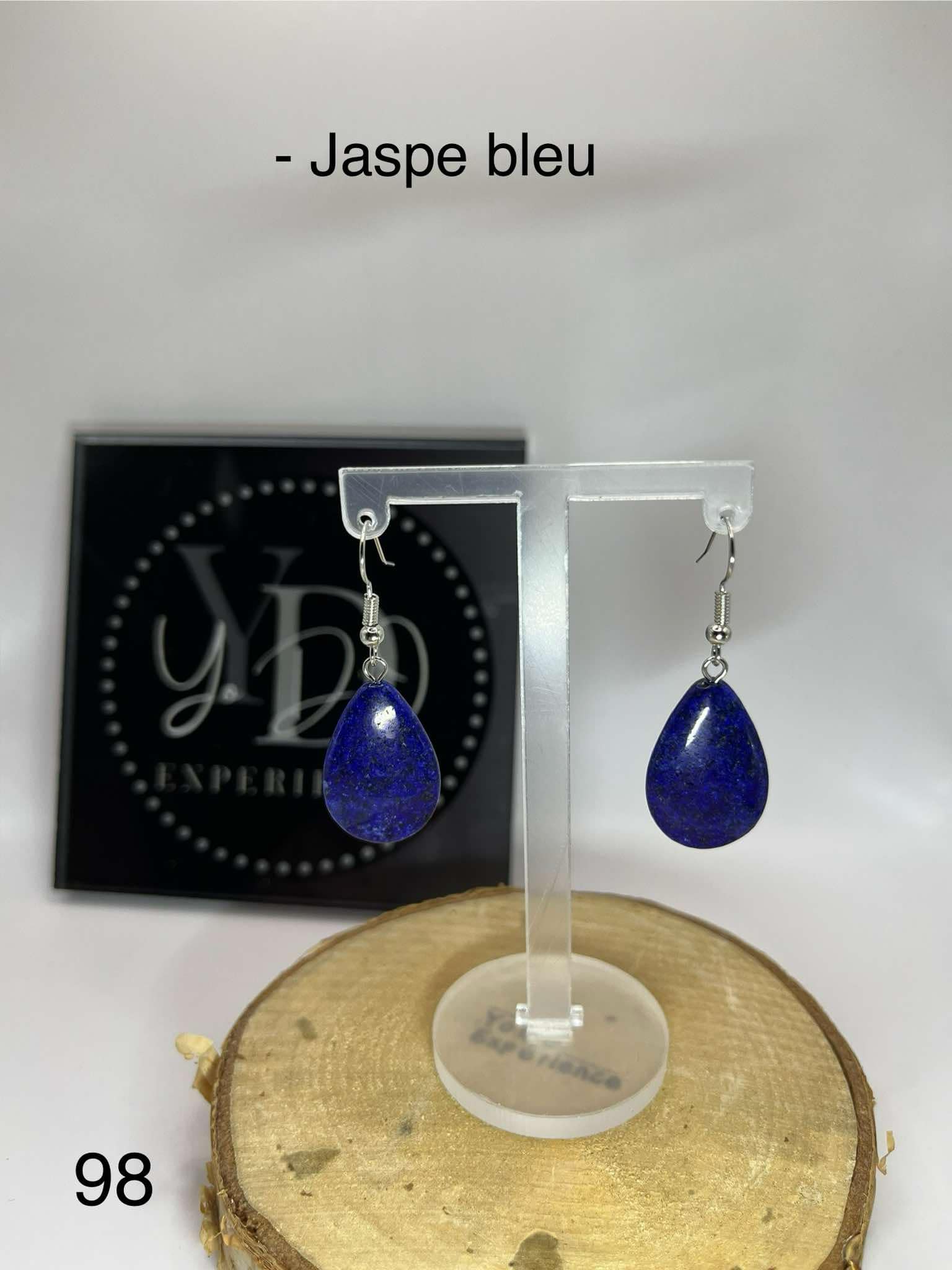 Boucles d'oreilles en jaspe bleu (98)