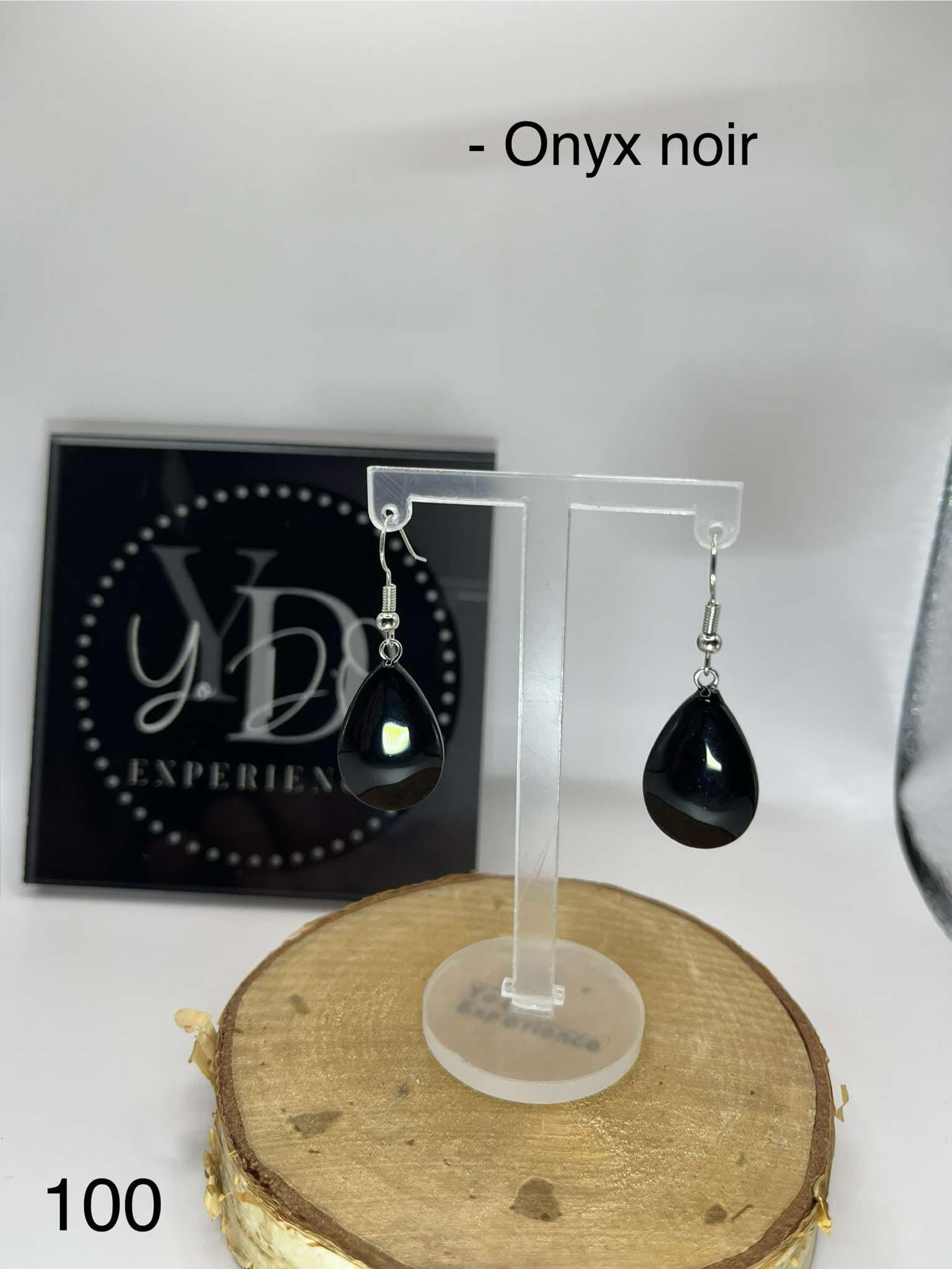Boucles d'oreilles en onyx noir (100)