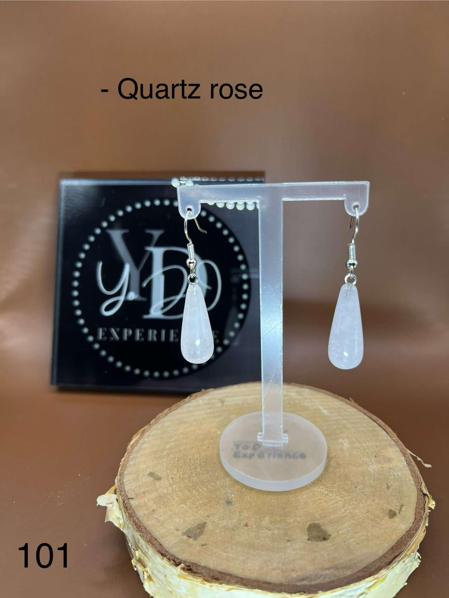 Boucles d'oreilles en quartz rose (101)