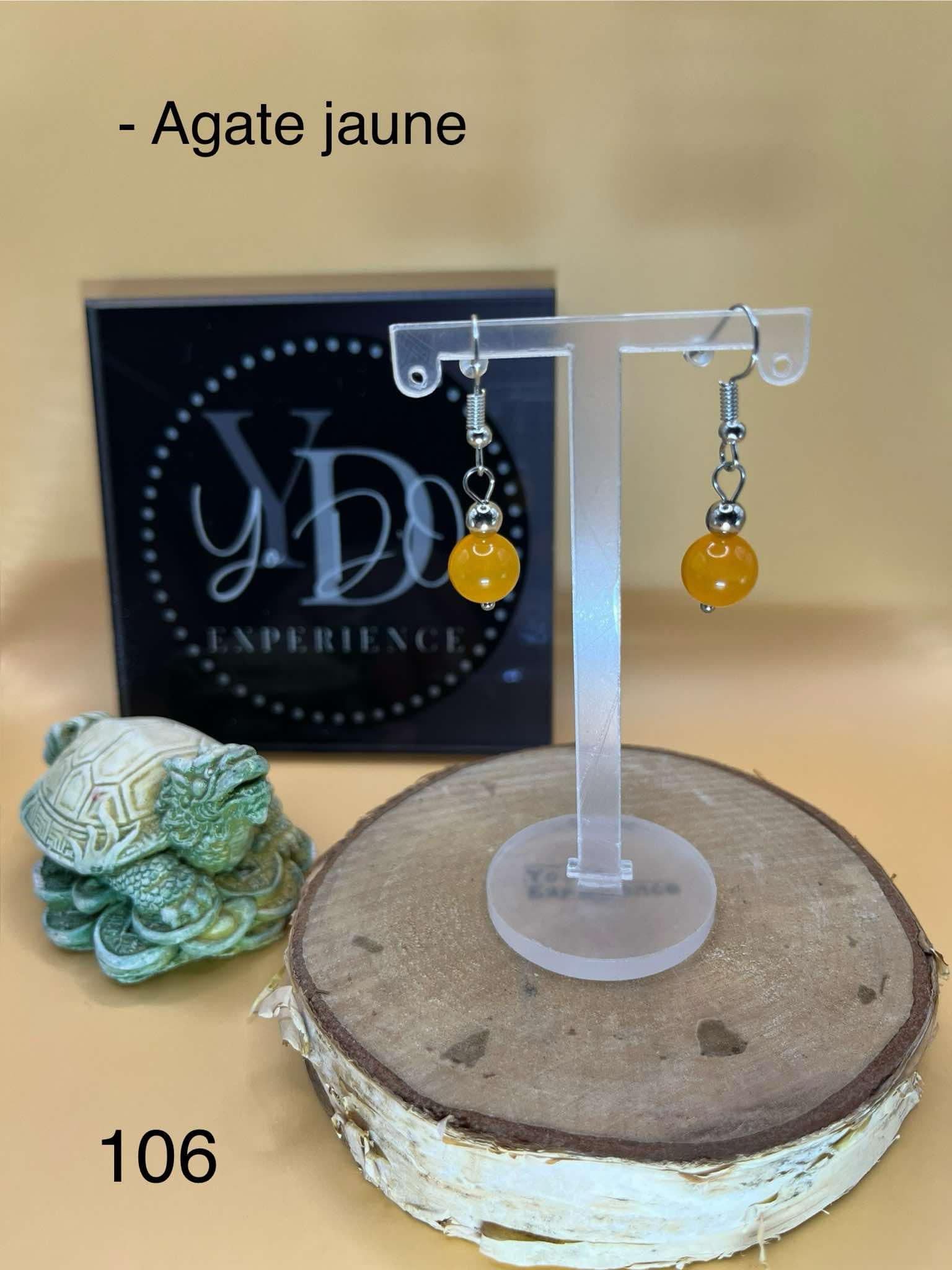 Boucles d'oreilles en agate jaune (106)