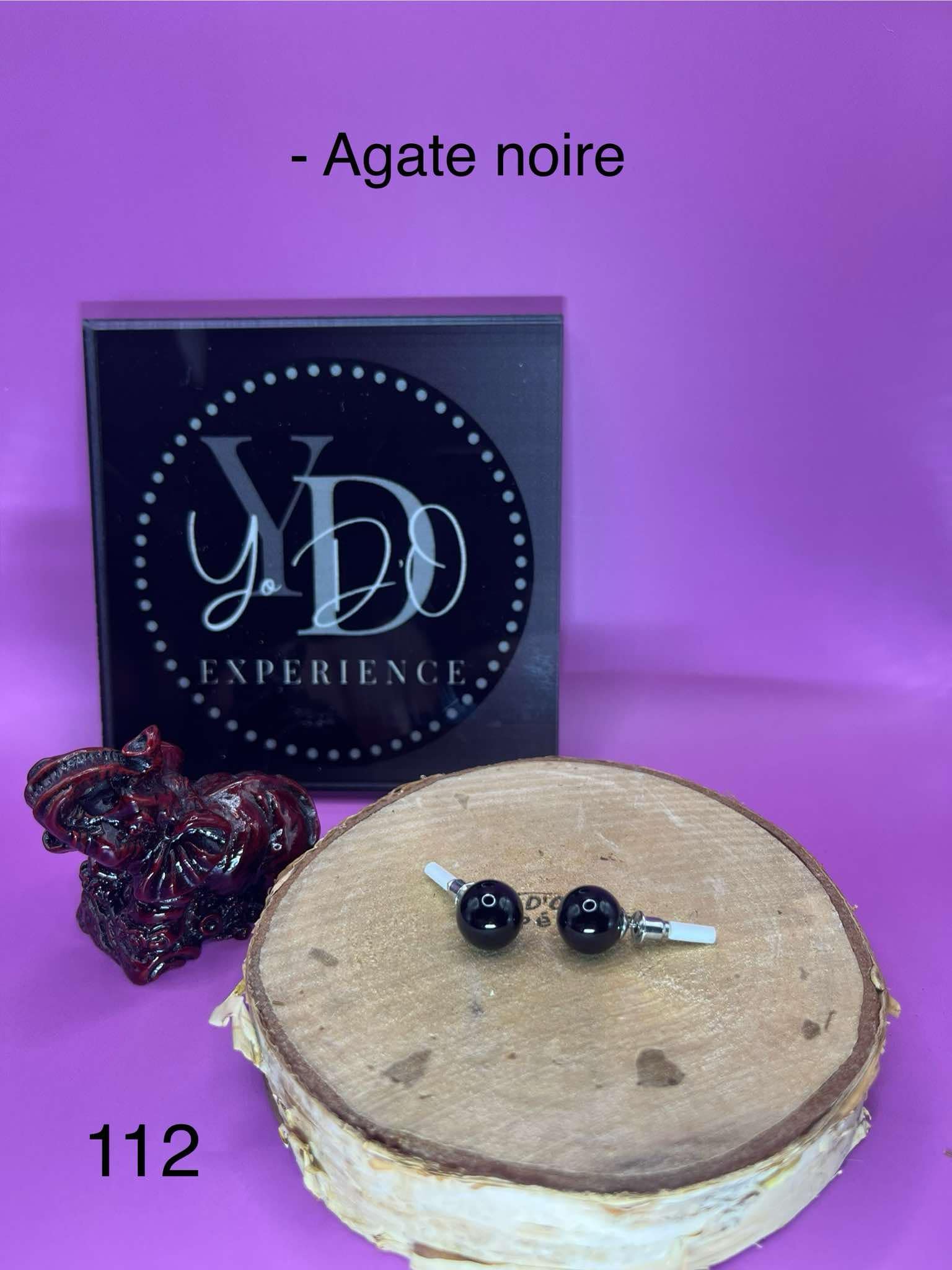 Boucles d'oreilles en agate noire (112)