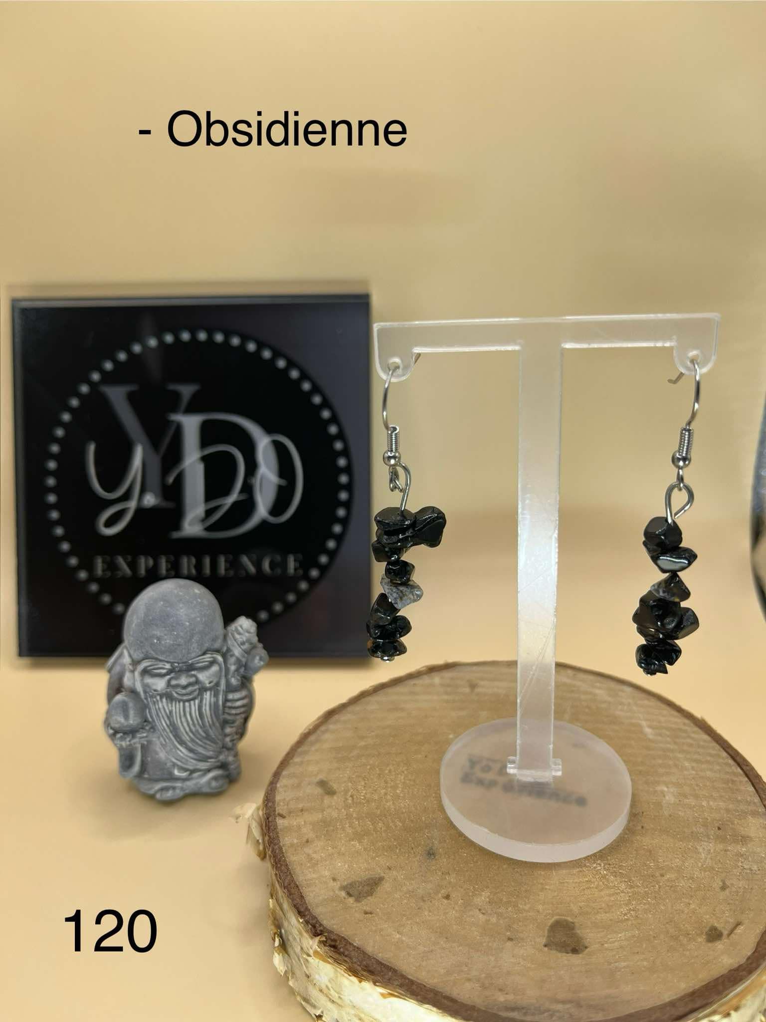 Boucles d'oreilles en obsidienne (120)