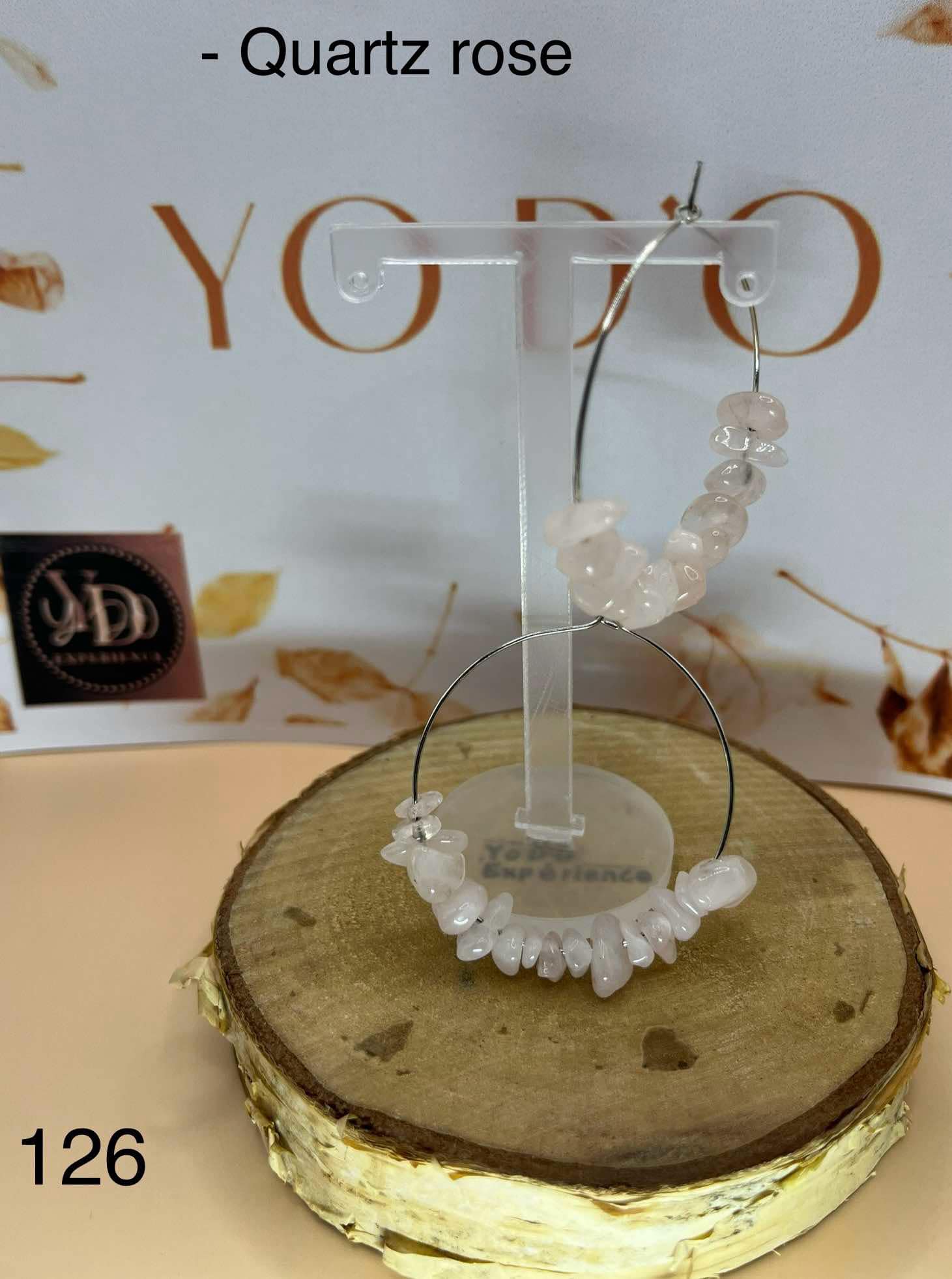Boucles d'oreilles en quartz rose (126)