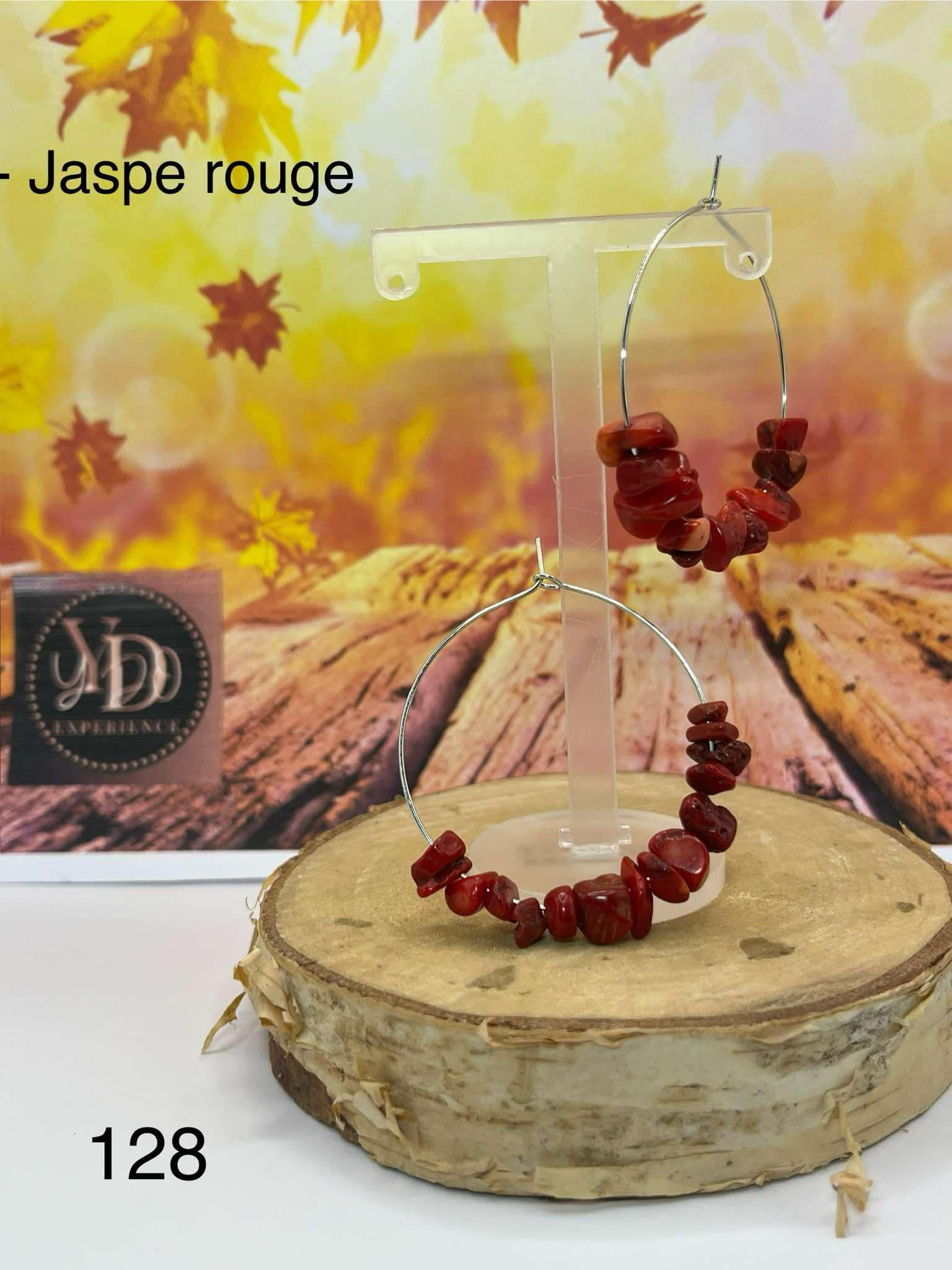 Boucles d'oreilles en jaspe rouge (128)