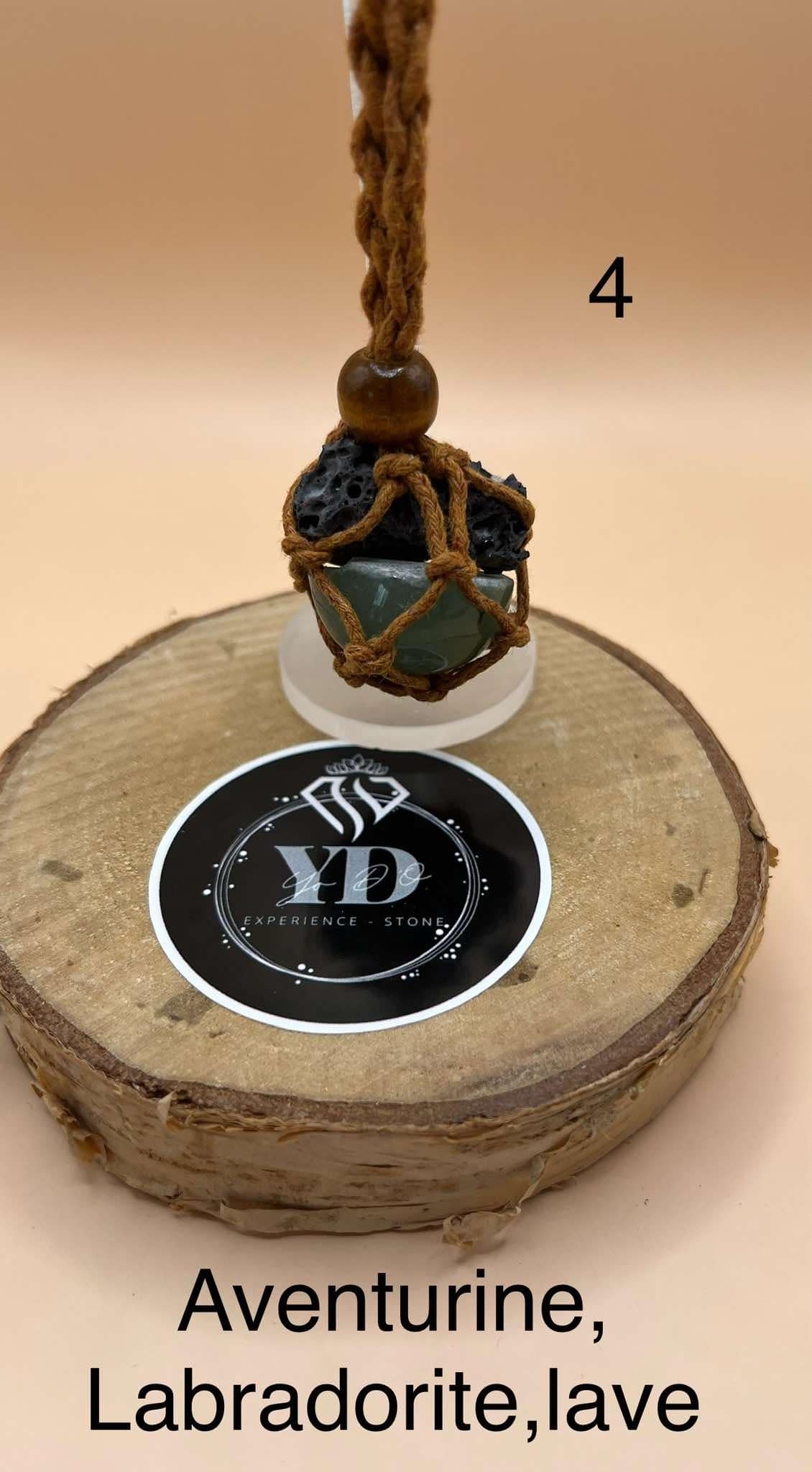 Pendentif pour chien en Aventurine, Labradorite et pierre de lave (4)