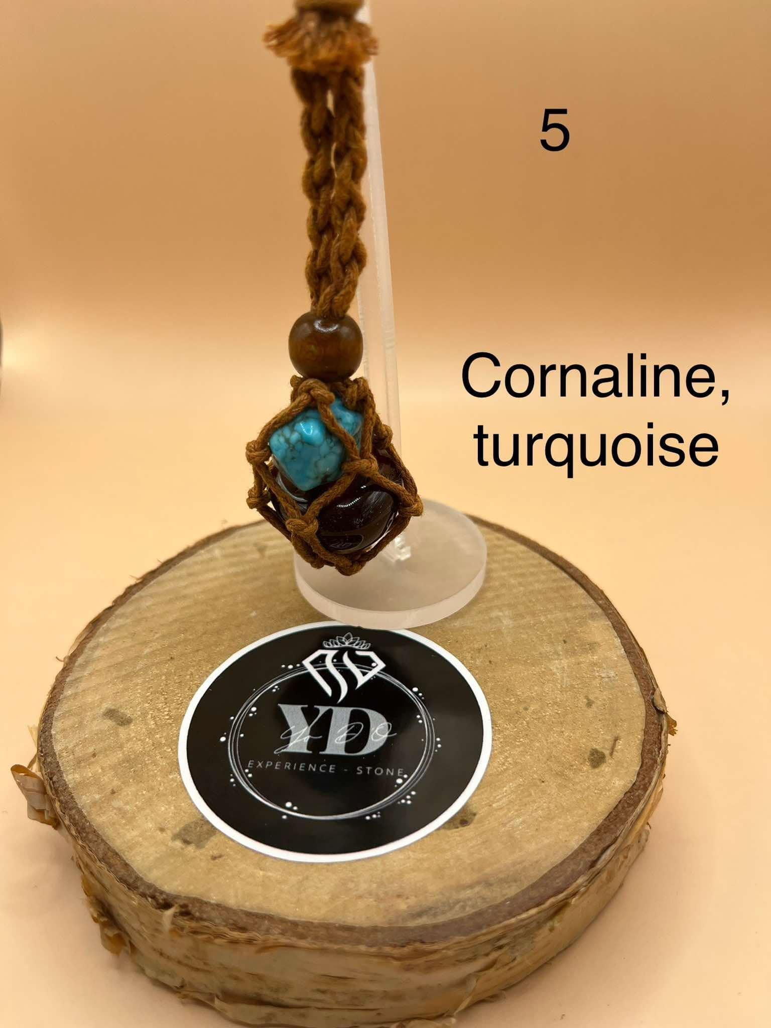 Pendentif pour chien en cornaline et turquoise (5)