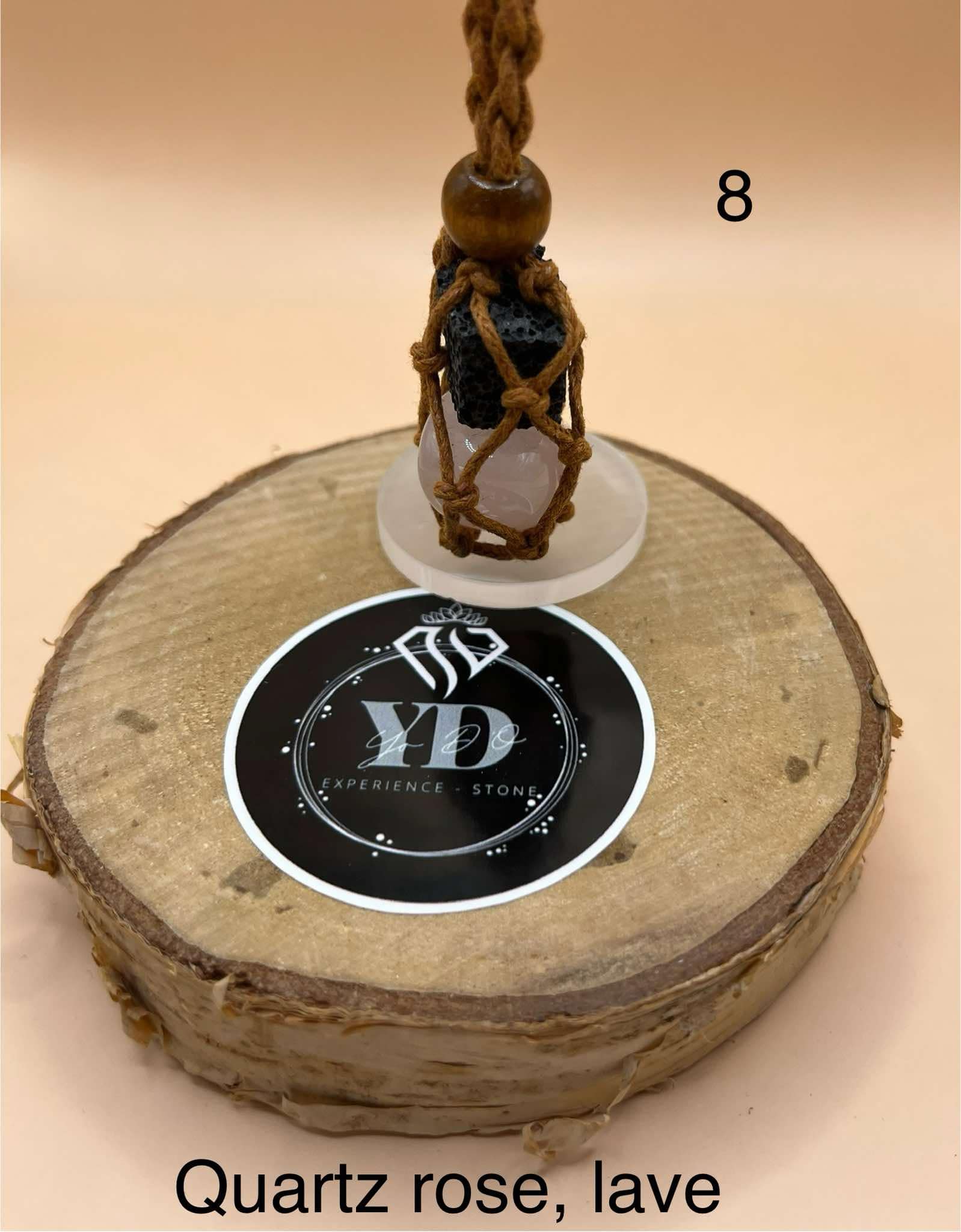 Pendentif pour chien en quartz rose et pierre de lave (8)