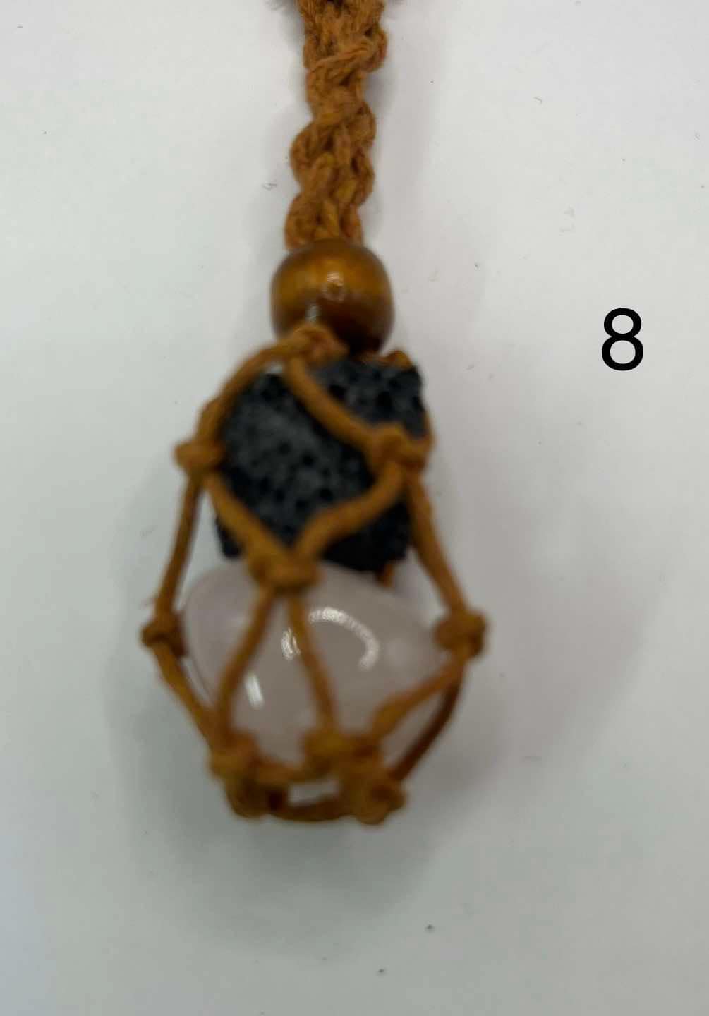 Pendentif pour chien en quartz rose et pierre de lave (8)