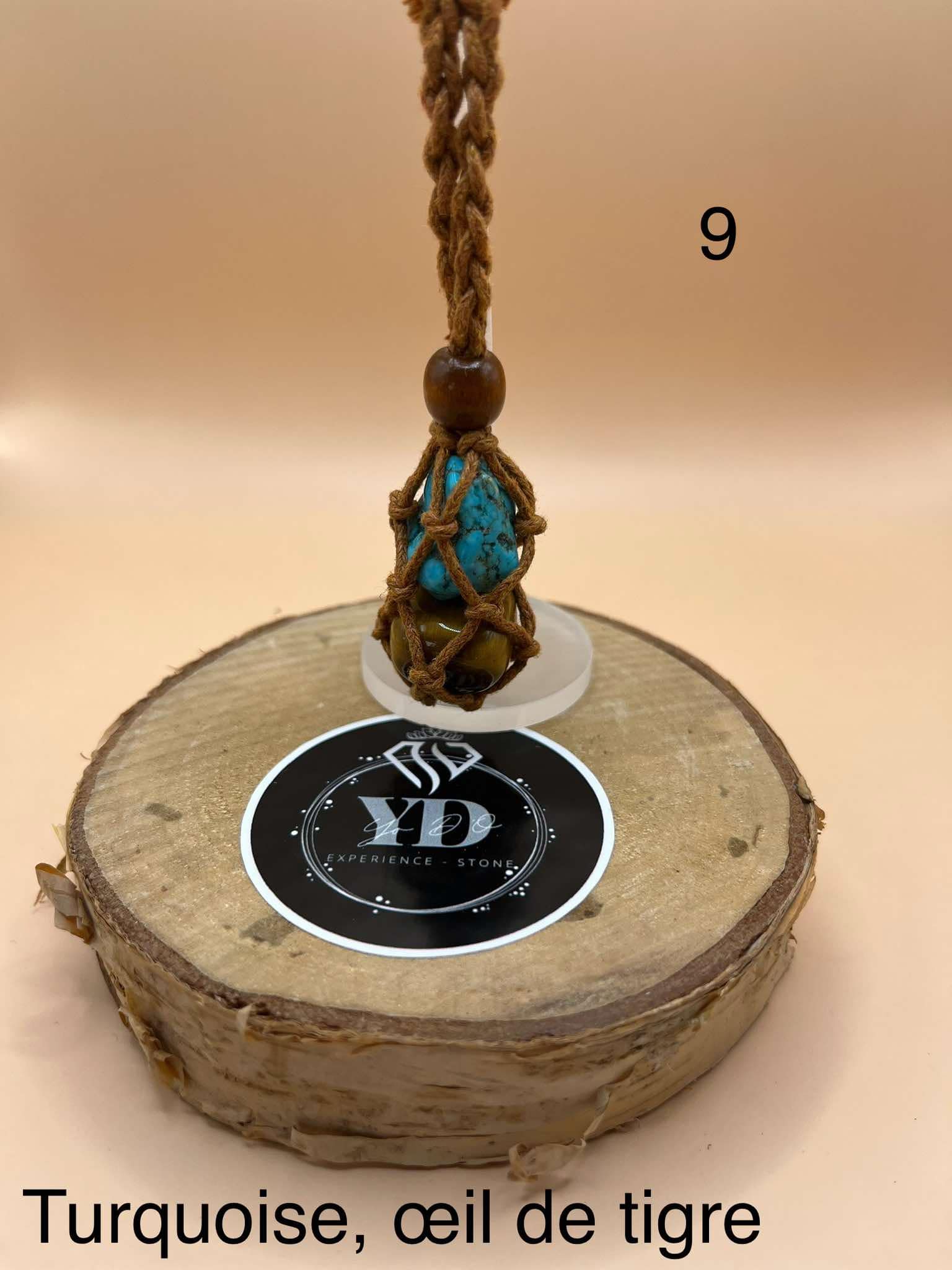 Pendentif pour chien en turquoise et œil de tigre (9)
