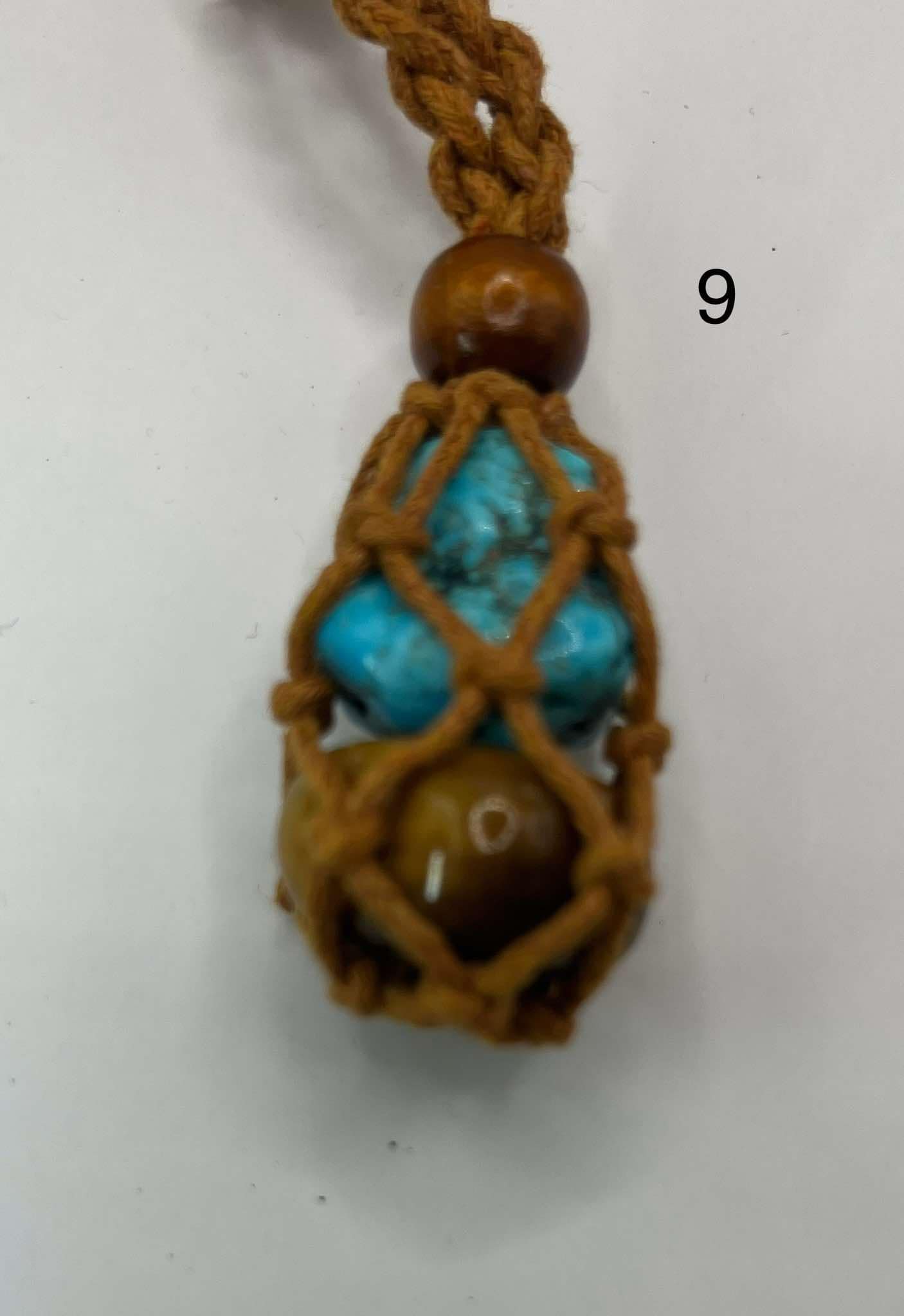 Pendentif pour chien en turquoise et œil de tigre (9)