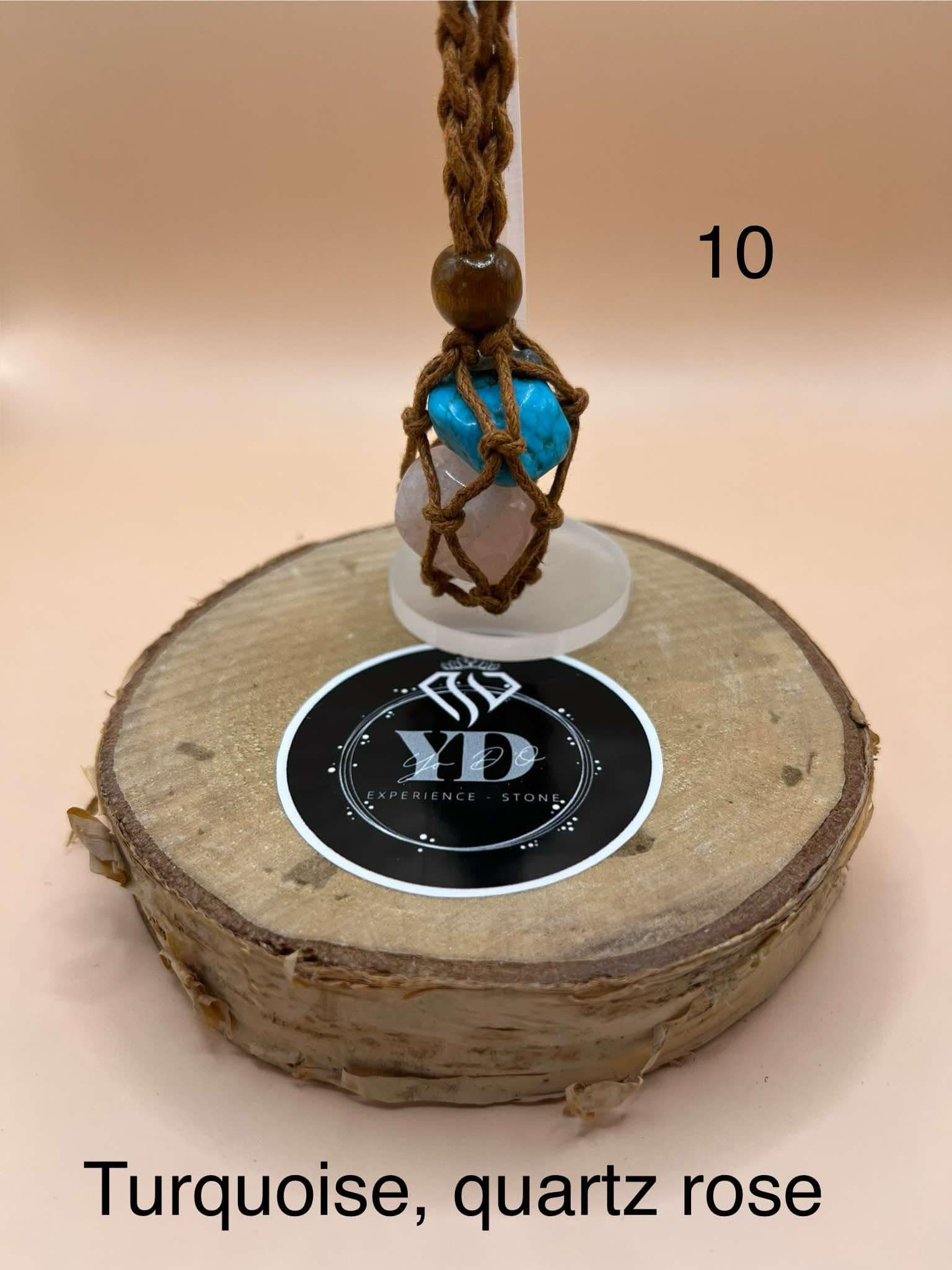 Pendentif pour chien en turquoise et quartz rose (10)