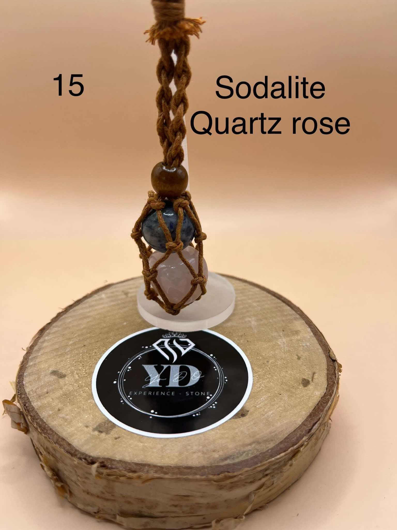 Pendentif pour chien en sodalite et quartz rose (15)