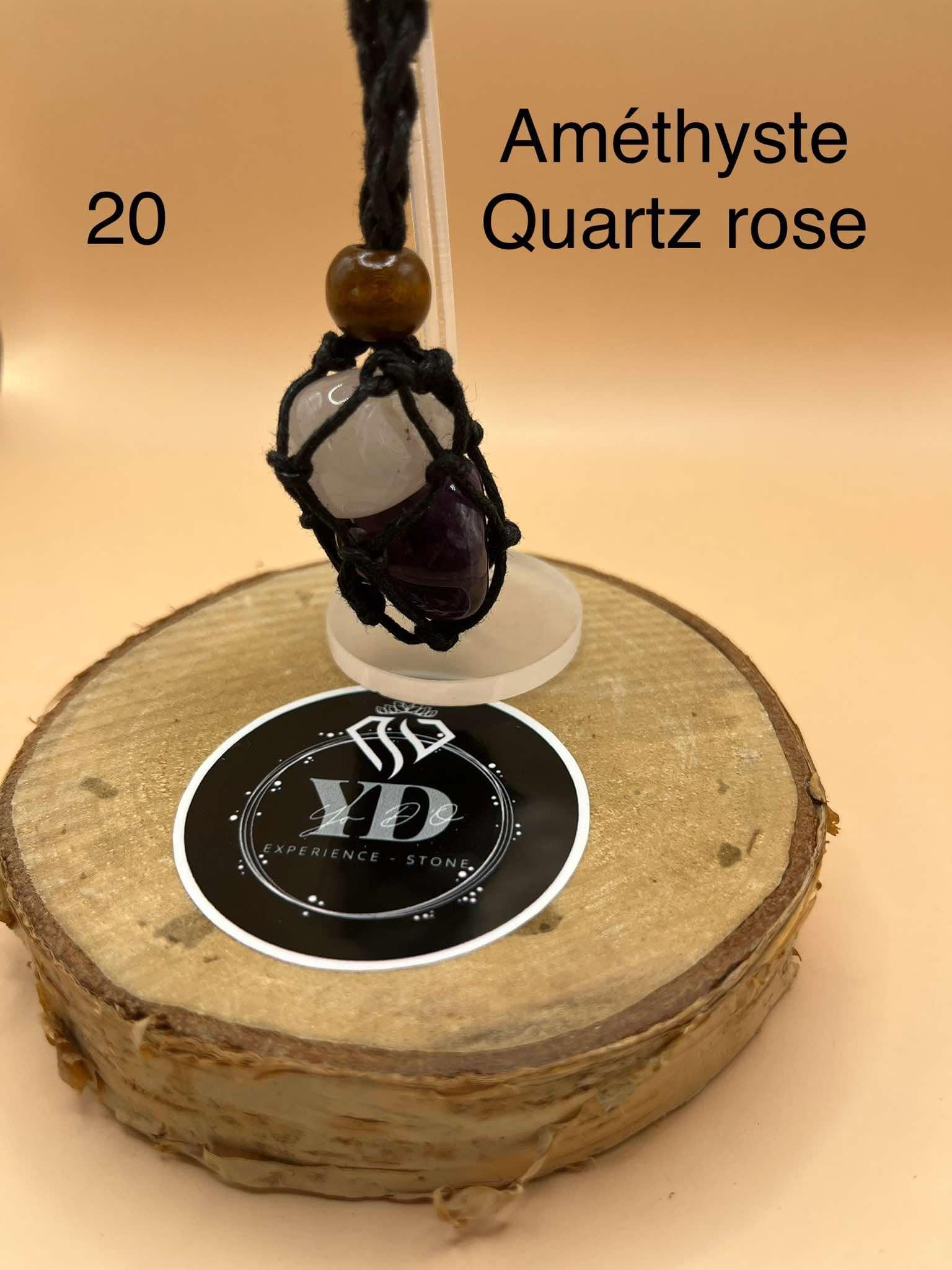 Pendentif  pour chien en Améthyste et Quartz Rose (20)