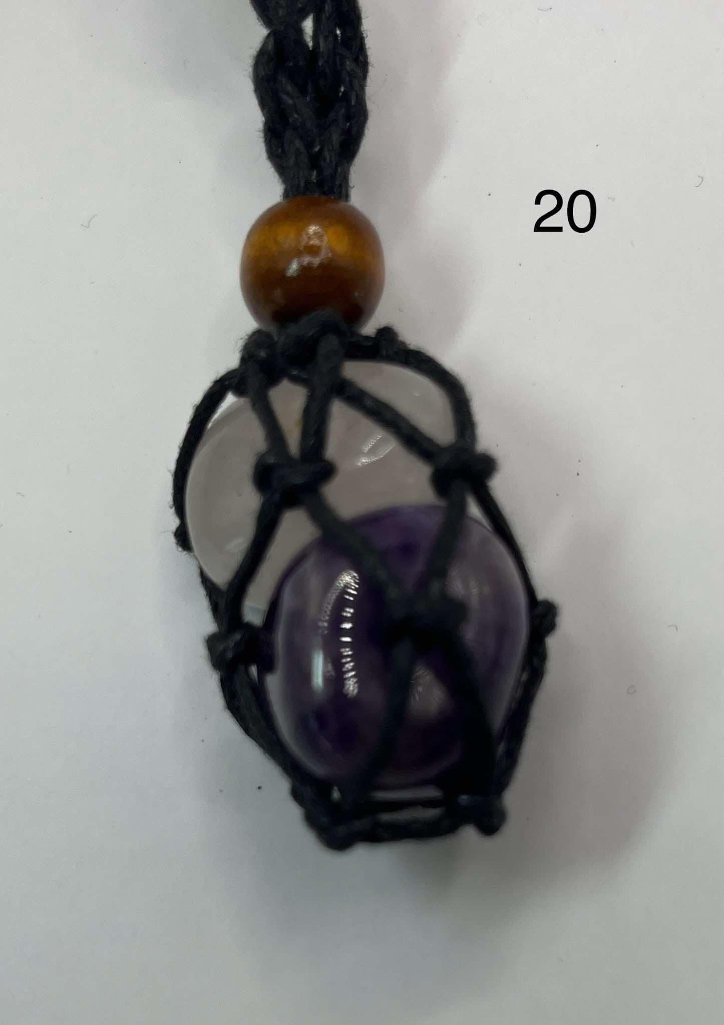 Pendentif  pour chien en Améthyste et Quartz Rose (20)