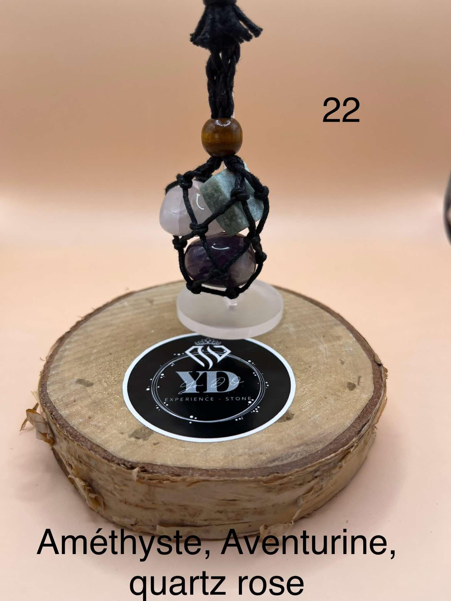 Pendentif pour chien en améthyste, aventurine et quartz rose (22)