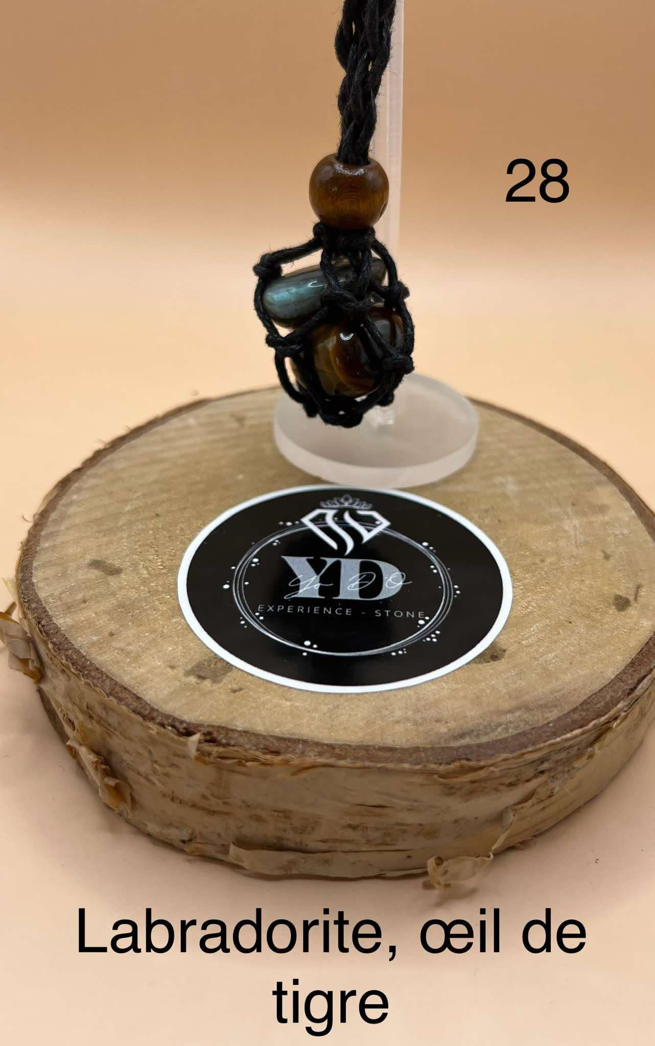 Pendentif pour chien en labradorite et œil de tigre (28)