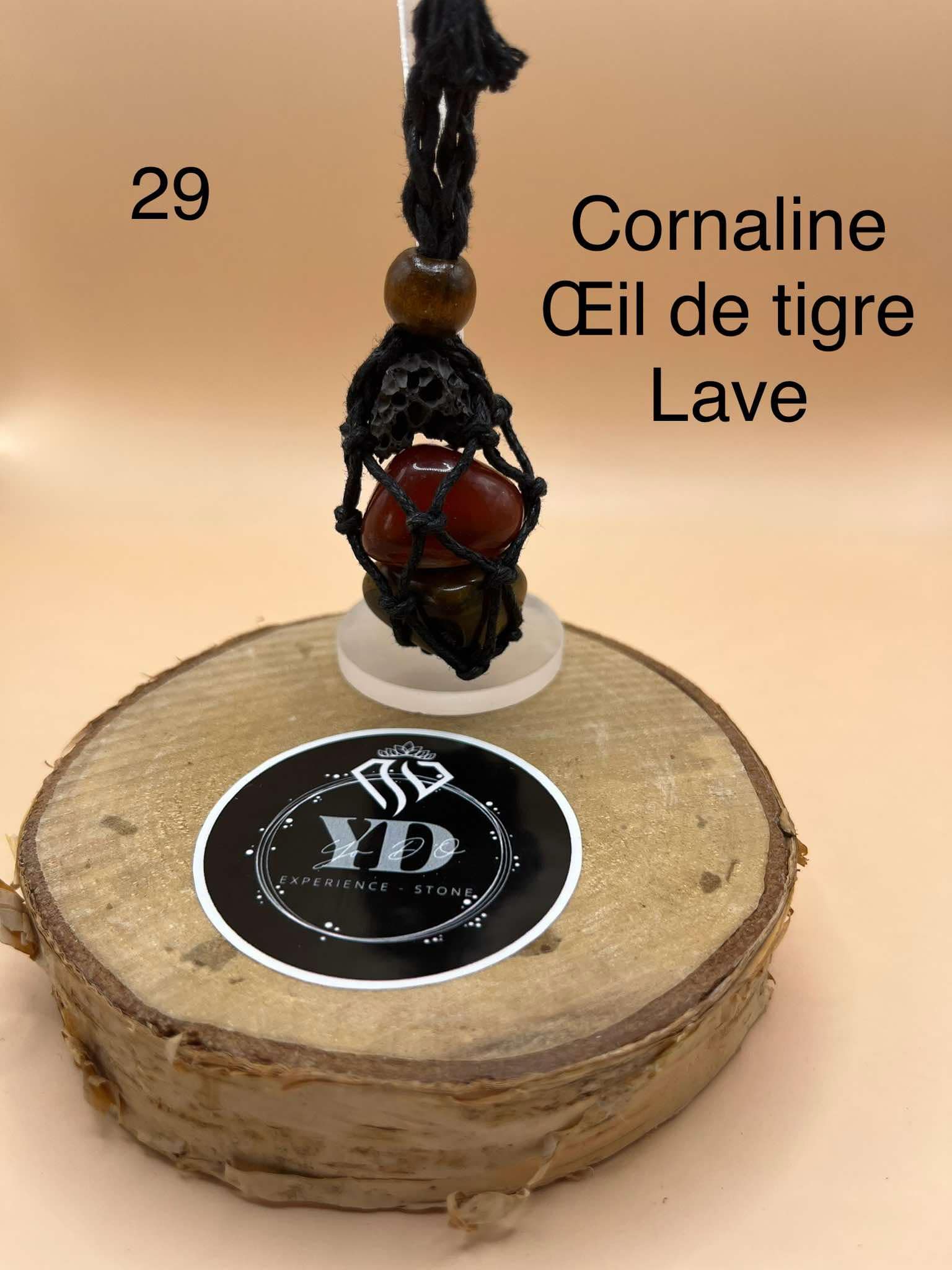 Pendentif pour chien en Cornaline, Œil de Tigre et Lave (29)