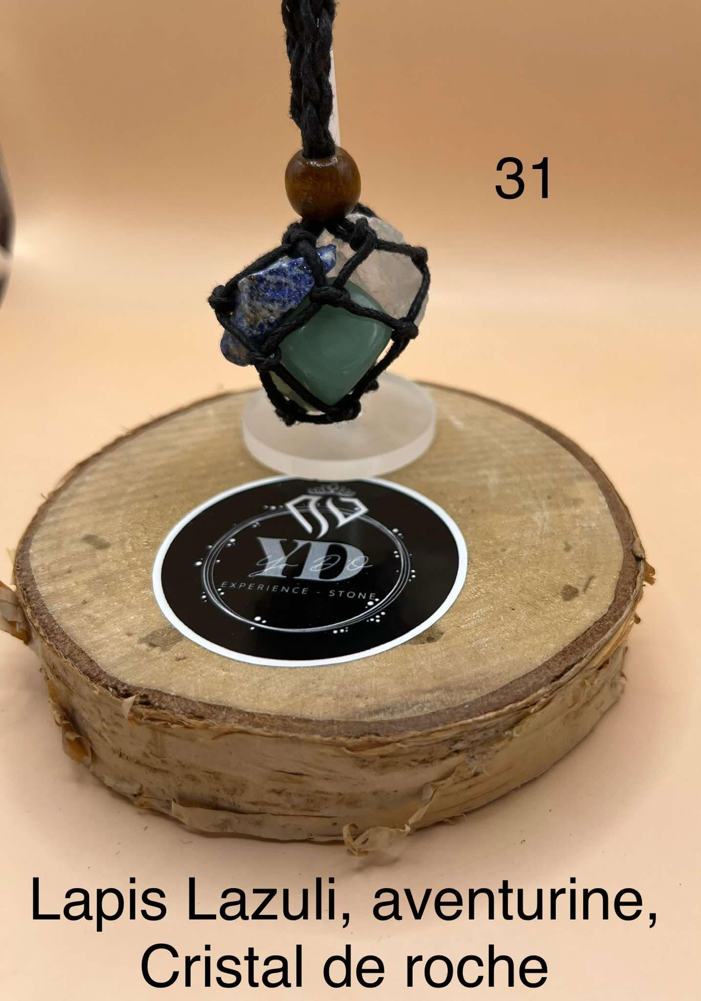 Pendentif pour chien en Lapis Lazuli, aventurine et cristal de roche (31)