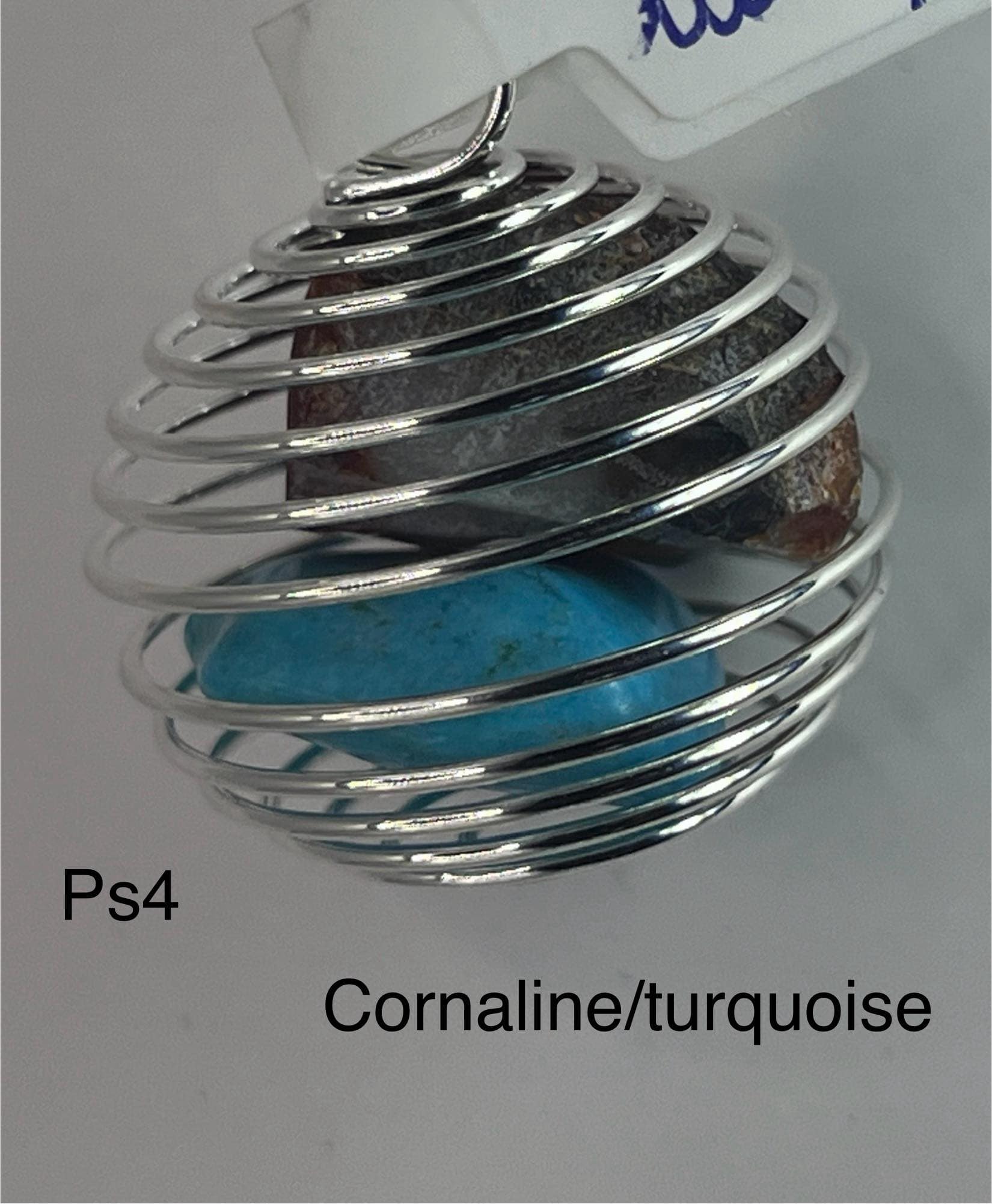 Pendentif spiralé avec Cornaline et Turquoise (sp4)