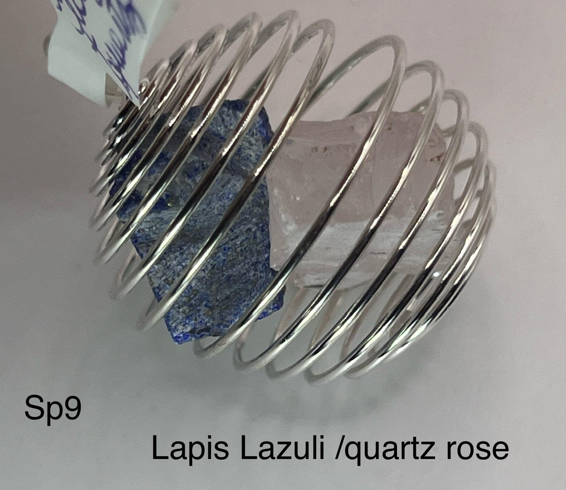 Pendentif spiralé Lapis Lazuli et Quartz Rose (sp9)