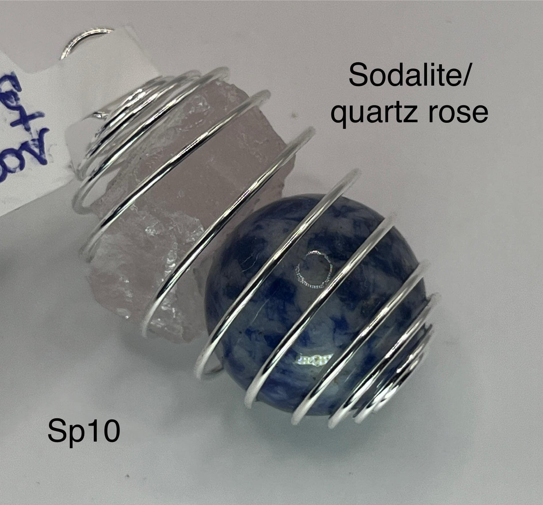 Pendentif spiralé sodalite et quartz rose (sp10)