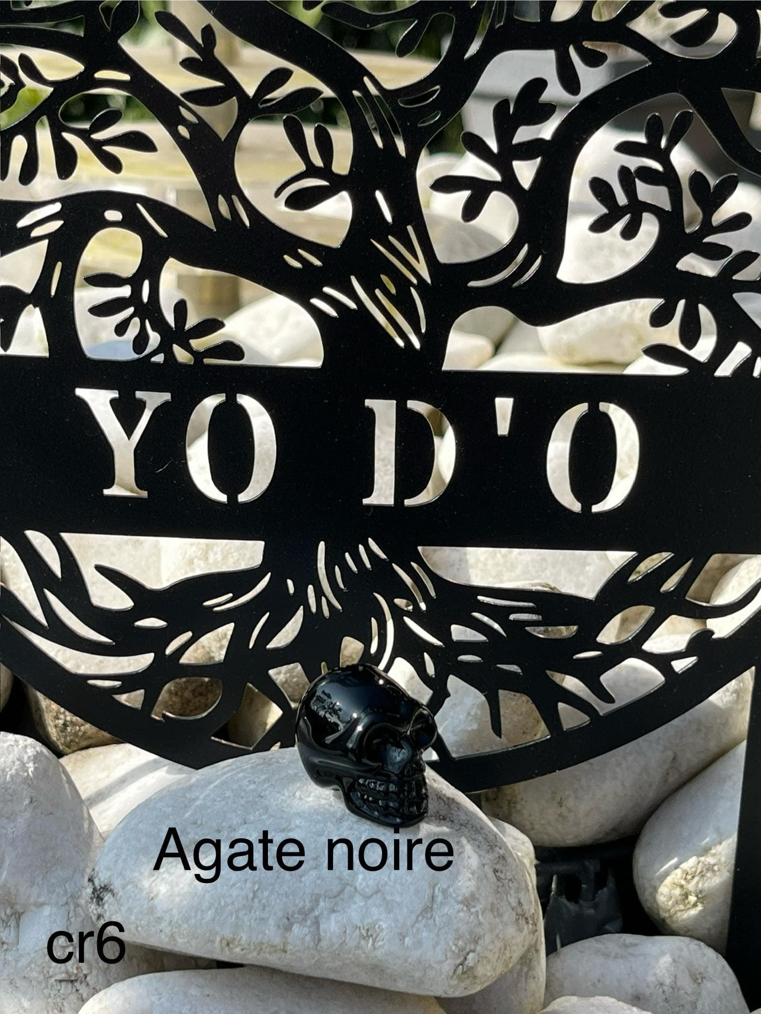 Crâne en Agate noire (cr6)
