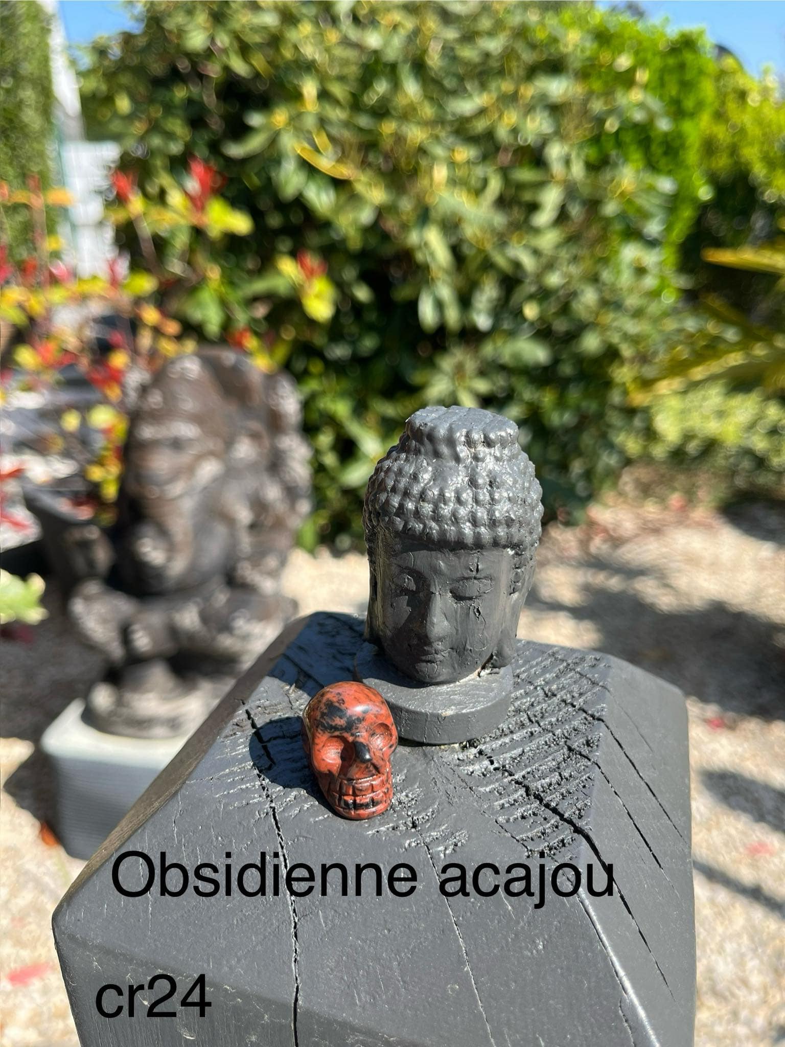 crâne en obsidienne acajou (cr24)
