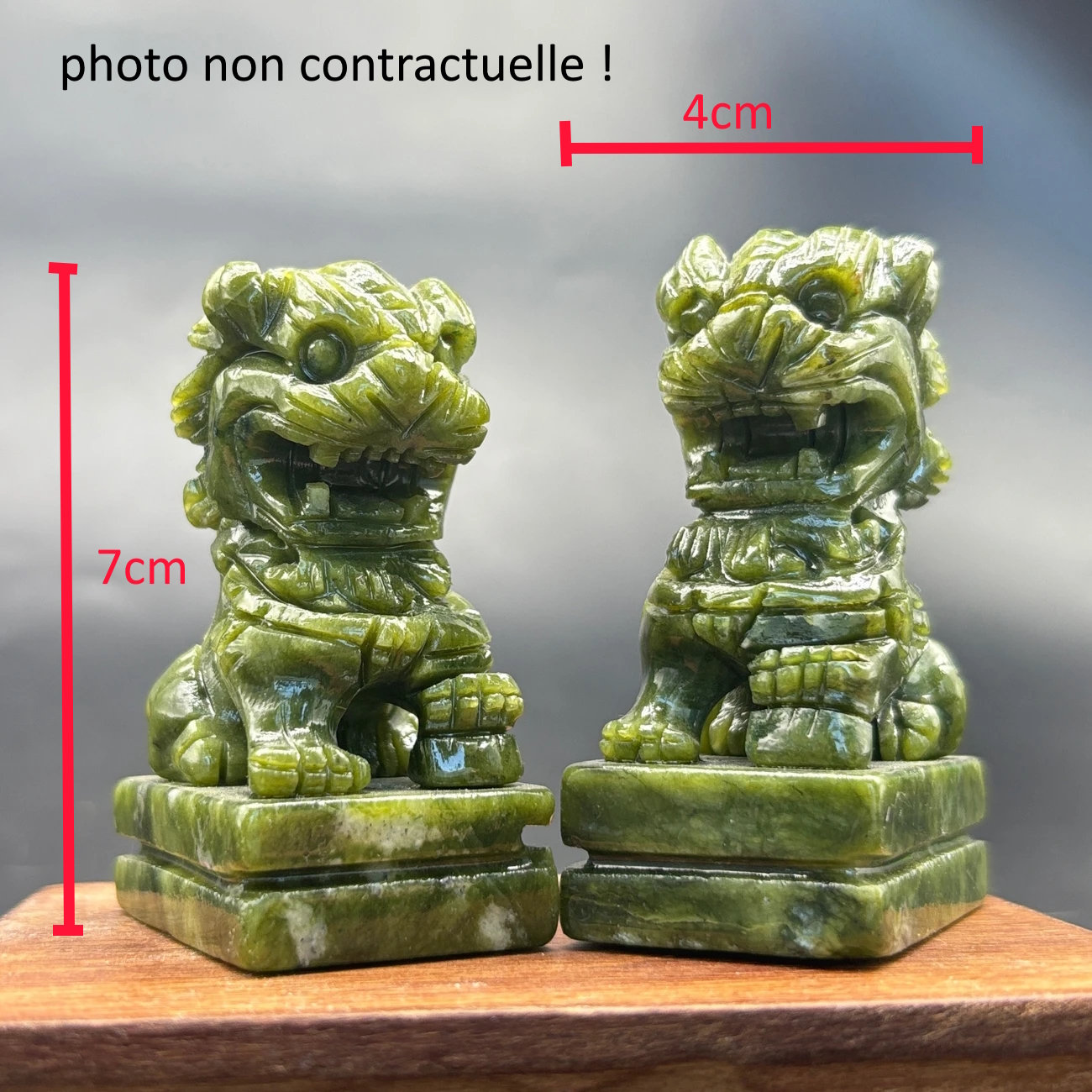Jade vert (serpentine) , jade Xiu, Pixiu, lion chinois, ornement Feng Shui (st1)