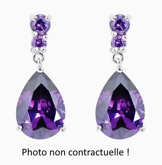 Boucles d'oreilles en argent S925 avec un Zircon cubique violet (Arg10)