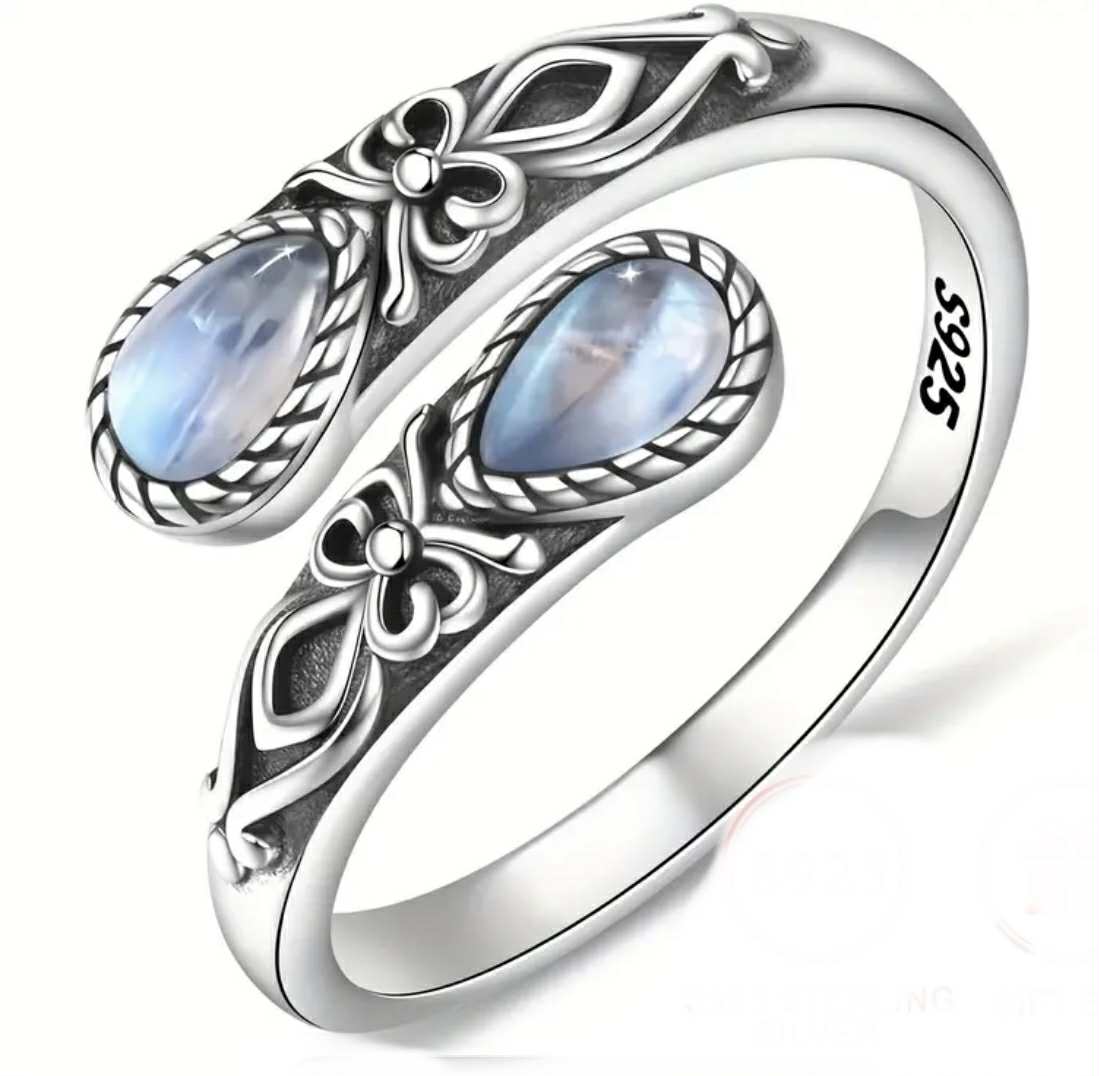 Bague en argent S925 avec pierre de lune (Arg3)