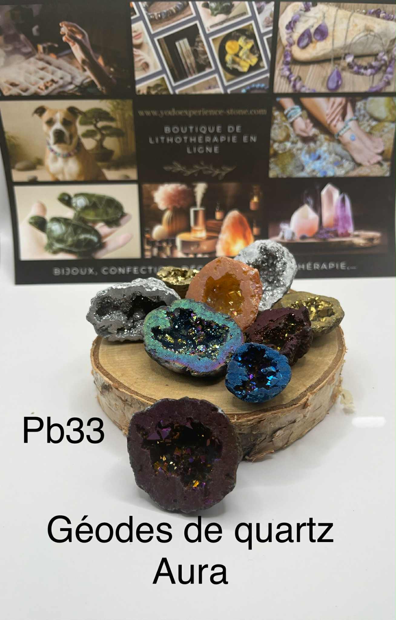 Ensemble de géodes de quartz Aura (Pb33)