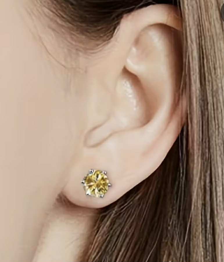 Boucles d’oreilles en argent S925 avec pierre de Moissanite jaune (Arg6)
