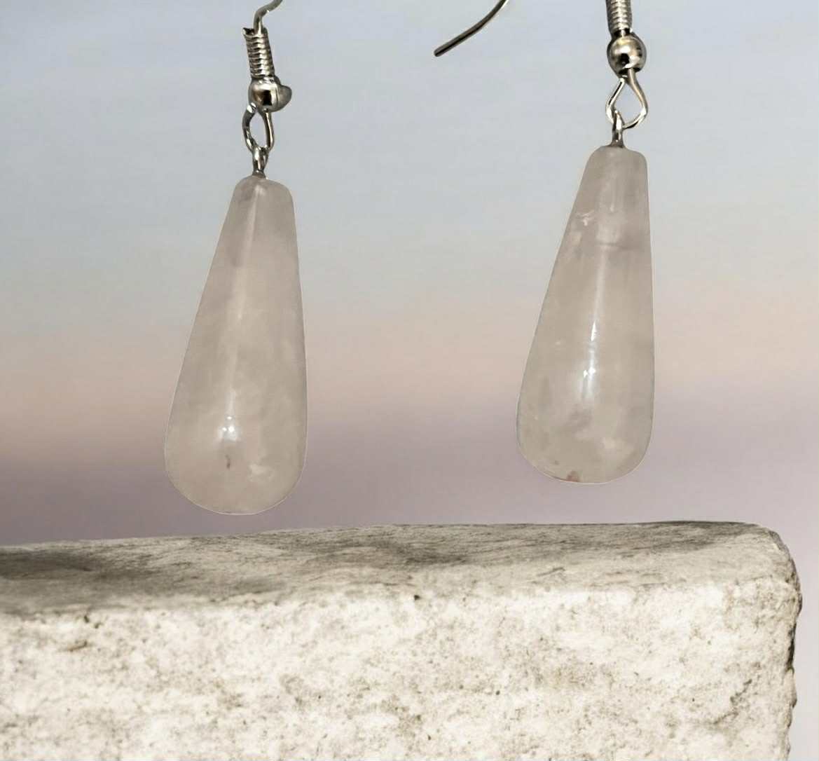 Boucles d'oreilles en pierres naturelles (101) Amour – Sérénité – Douceur – Équilibre émotionnel – Apaisement – Confiance – Harmonie – Compassion – Protection