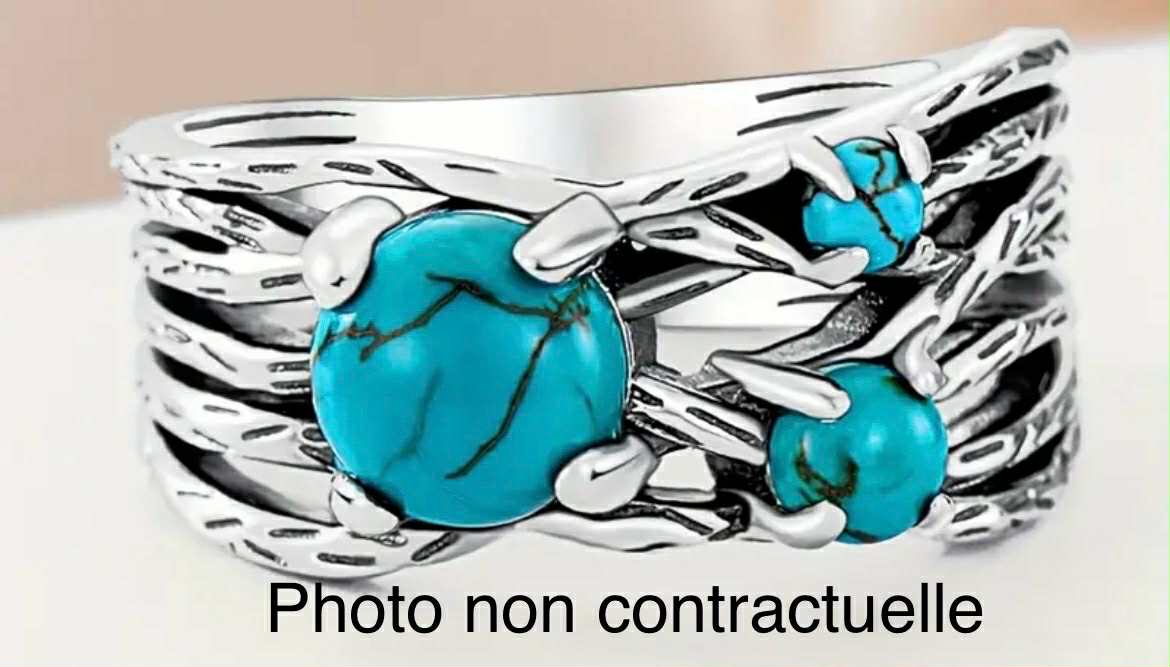 Bague en argent S925 avec turquoises (Arg4)